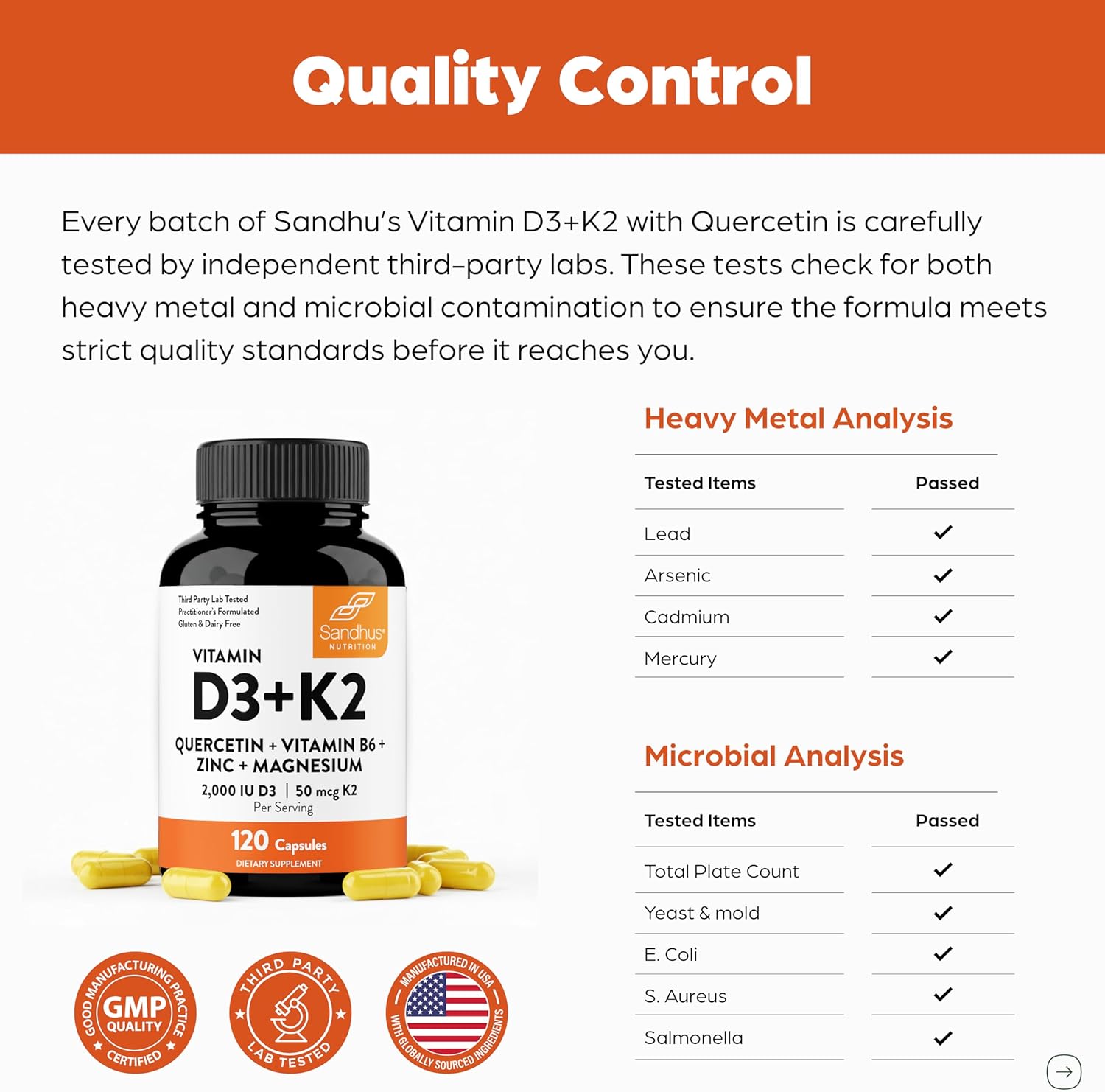 Sandhu's Vitamin D3 K2 Magnesium 2000 IU, 50mcg K2 Capsules 120 Count (Pack of 1) | with VIT B6, Zinc & Quercetin | D3K2 Supports Superior Absorption, Energy, Immune, Muscle Health for Men & Women - Image 10