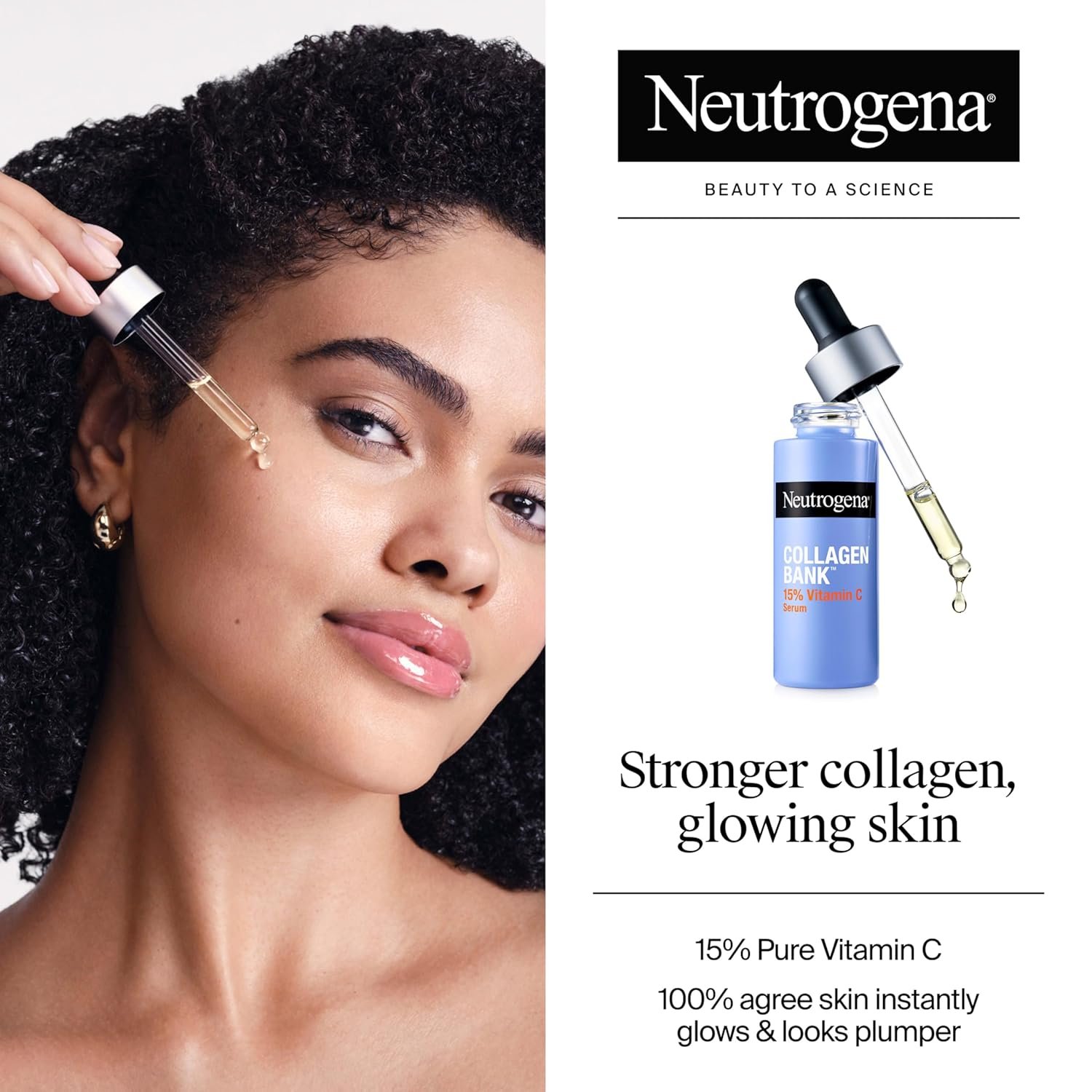 Neutrogena Collagen Bank 15% Vitamin C Face Serum, Vitamin C Serum for Face Helps Build Collagen for Glowing, Plumper Looking Skin, Uneven Skin Tone Treatment, Fragrance Free, 0.5 fl. oz - Image 2