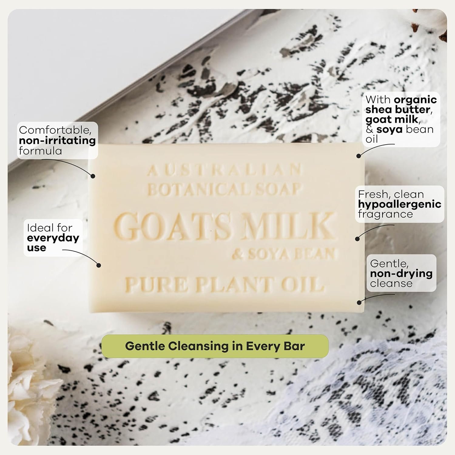Australian Botanical Soap 6.6 OZ, Pack of 8, Goat Milk Soap Bars with Soya Bean Oil, Enriched with Organic Shea Butter, Suitable for All Skin Types, Packaging May Vary - Image 6