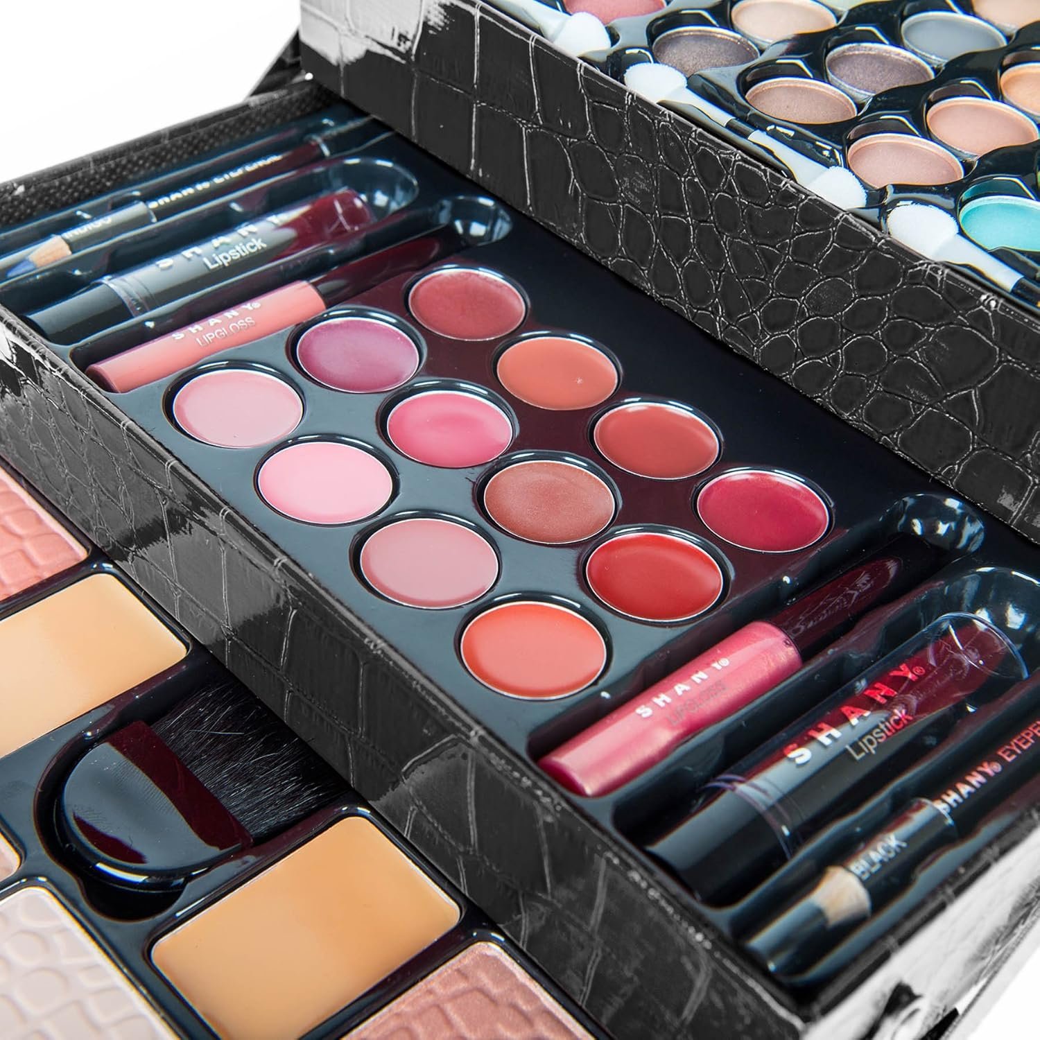 SHANY All In One Makeup Set, 67 Colors Eyeshadow, Blushes, Face Powder, Lipstick, Eye liners, Make up Pencils and Cosmetics Mirror - Makeup Kit With Reusable Beauty Organizer Train Case - Black - Image 8