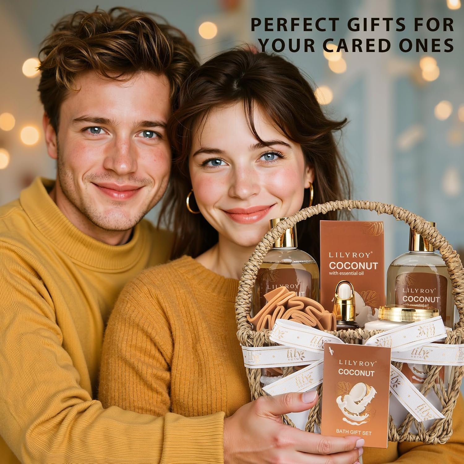 Mother's Day Gift Basket for Women, Gifts for Women - 7Pcs Coconut Bath and Body Spa Gift Basket for Women & Men Self Care Spa Kit | Valentines Day, Fathers Day, Birthday, Christmas Gifts for Her Him - Image 7