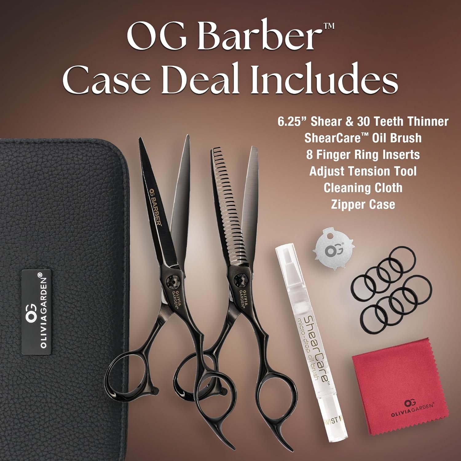 Olivia Garden Barber Shears Intro Kit - Includes Professional Hair Cutting Shears, Thinner, Case, and Accessories - Image 2