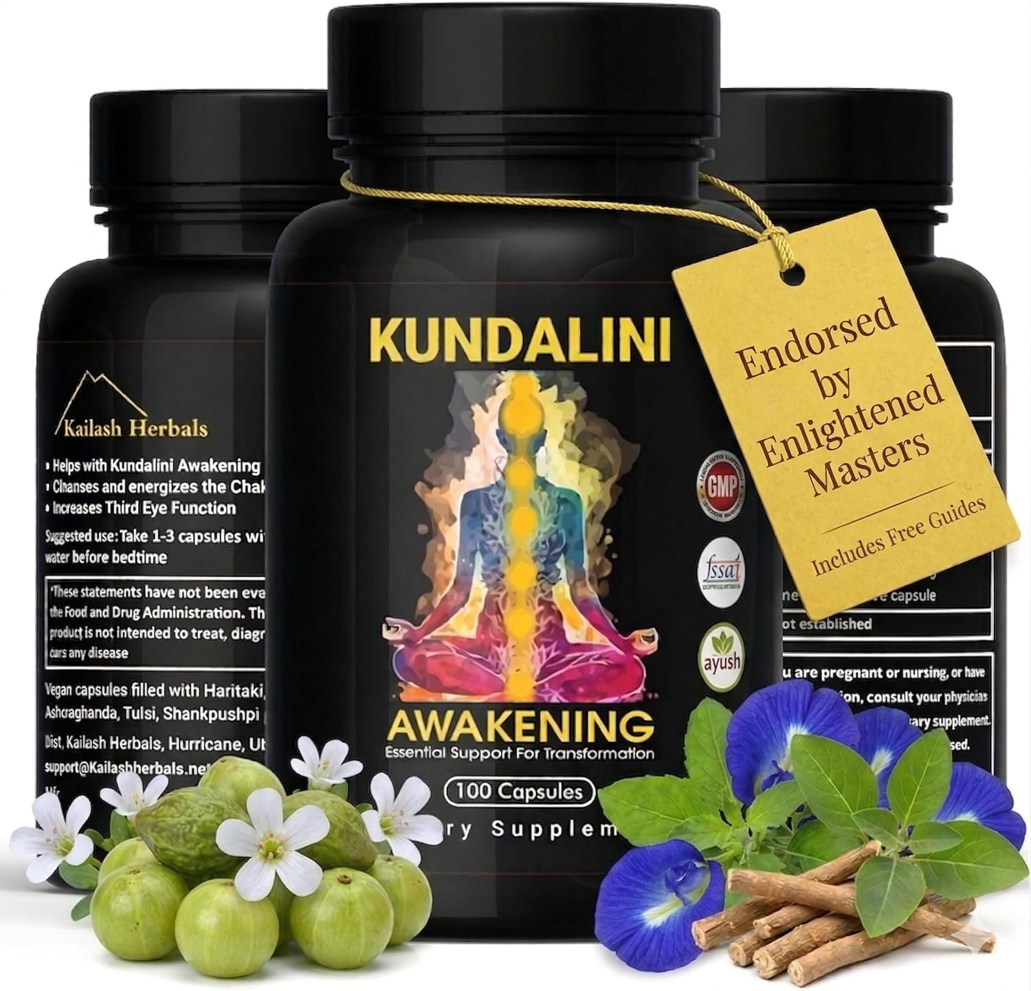 KUNDALINI AWAKENING Herbal Supplement – Ayurvedic Herbal Blend with Ashwagandha, Bacopa, Tulsi, and Haritaki – Supports Spiritual Growth, Chakra activation, Meditation, & Higher Consciousness.