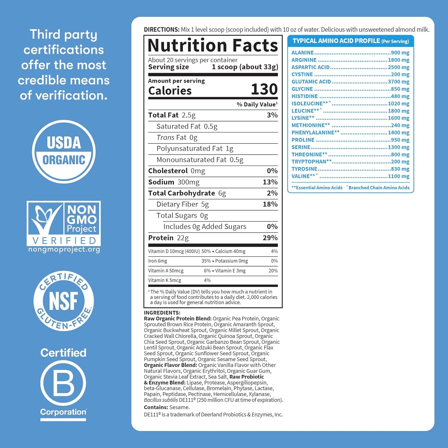 Garden Of Life Protein Powder, Vegan Protein Powder, Bcaa, Probiotics & Digestive Enzymes, Gluten & Lactose Free, Vanilla, 23.28 Ounce - Image 7
