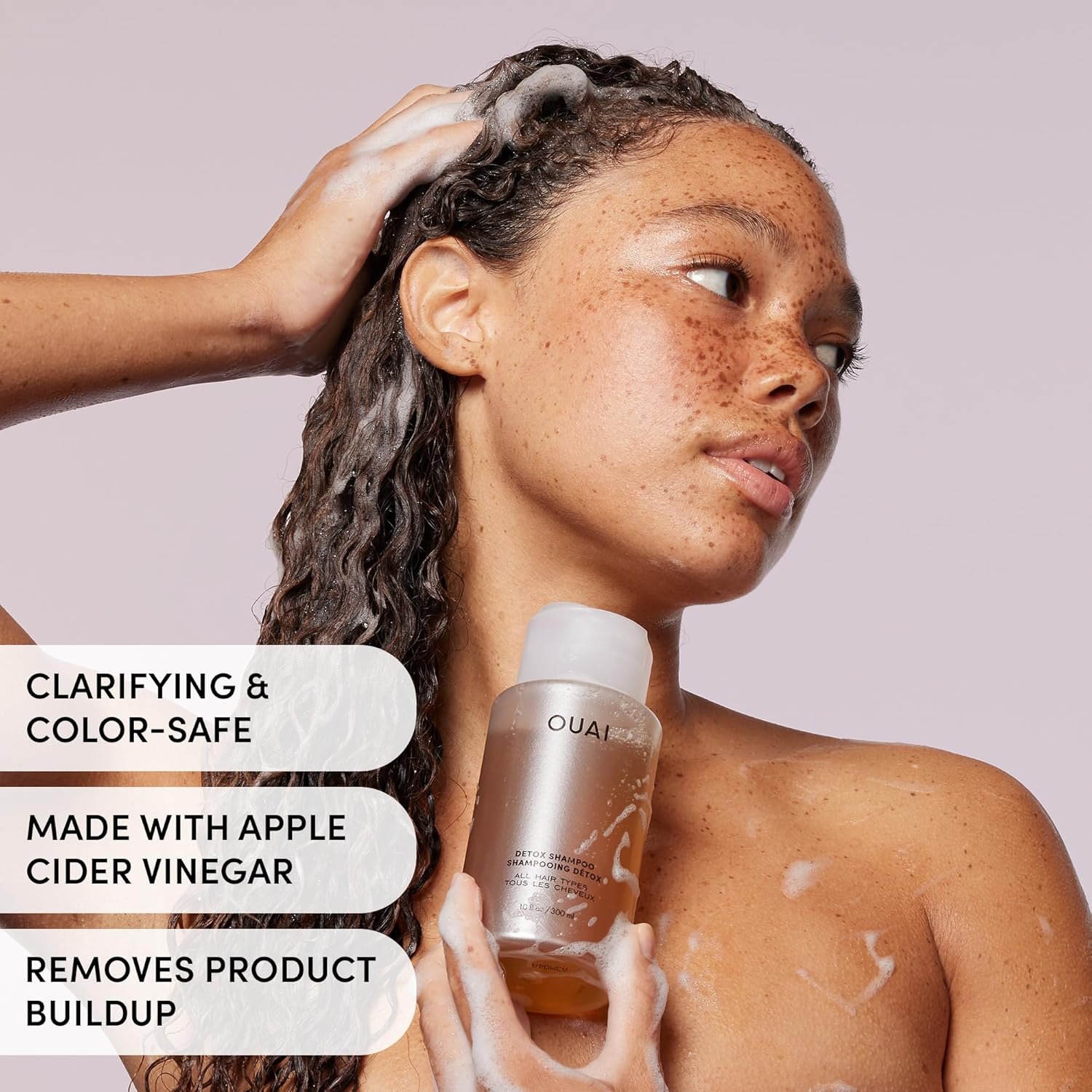 OUAI Detox Shampoo - Clarifying Shampoo for Build Up, Dirt, Oil, Product and Hard Water - Apple Cider Vinegar & Keratin for Clean, Refreshed Hair - Sulfate-Free Hair Care (10 oz) - Image 3
