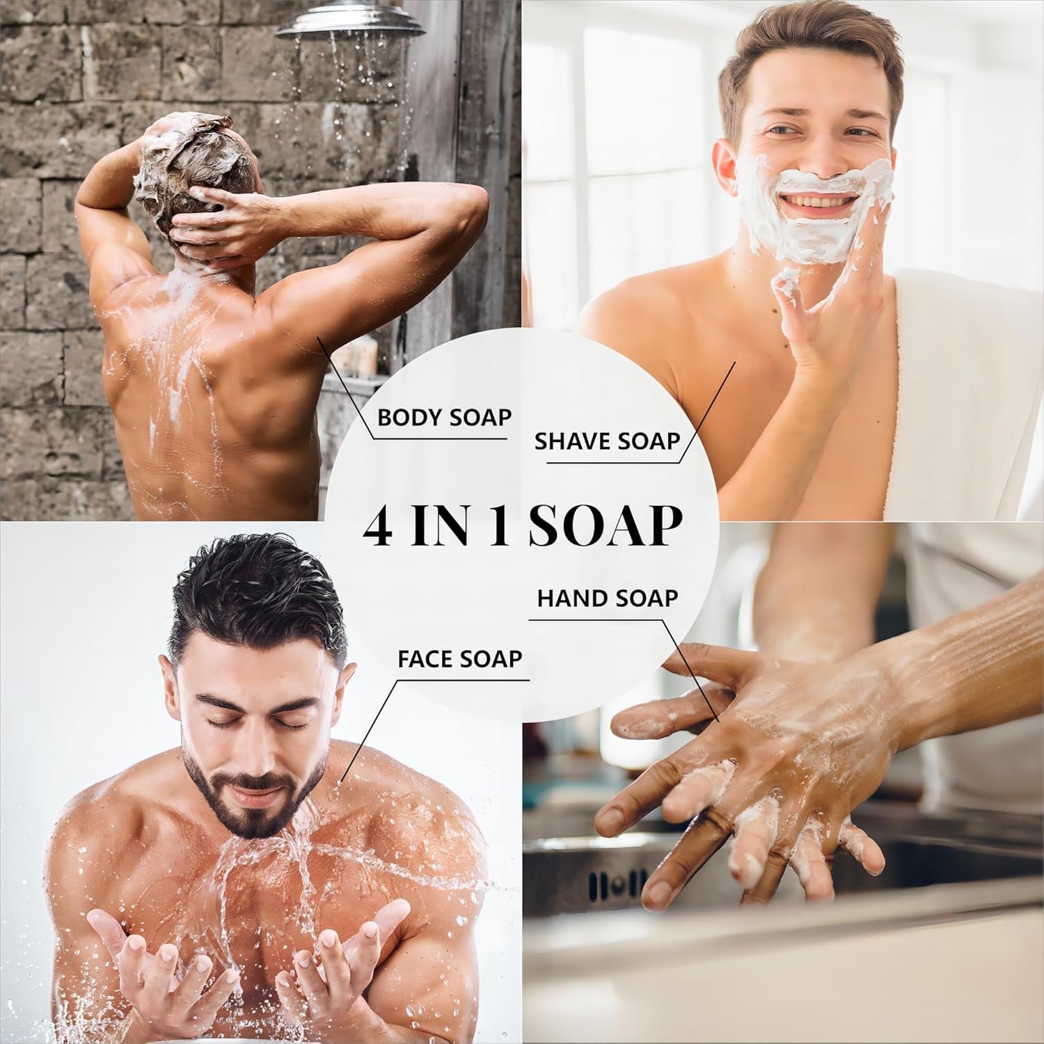 Rinse & Robust Mens Bar Soap Bath Bar Soap 3Pack Handmade Natural Soap Bar Set Cleansing Bar Moisturizing&Exfoliating Scrub Soap Gift Set for Men | Leather, Sandalwood, Teakwood | 3.5 oz of 3 Bars - Image 5