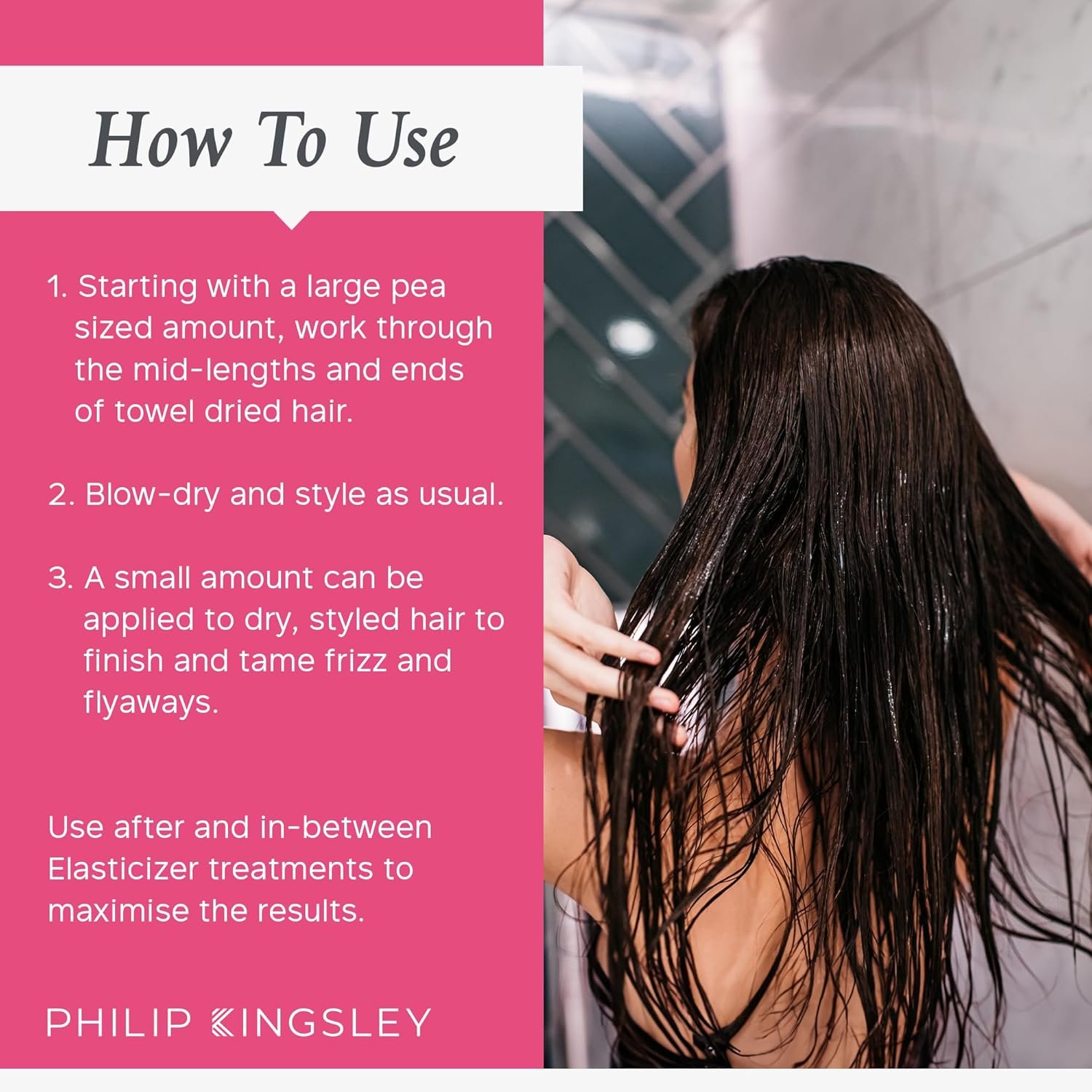 PHILIP KINGSLEY | Elasti-Styler | 5-in-1 Pre-Styling Serum Treatment | Hair Styling Cream Conditioning Mask | Anti-Frizz Smoothing Primes Tames Adds Shine | 1.35oz - Image 7