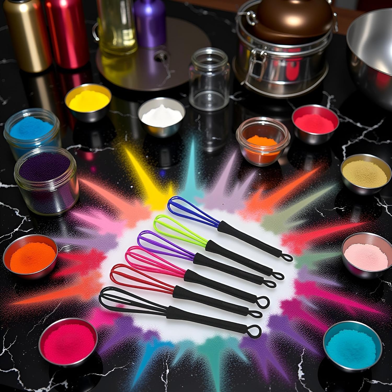 6 Pcs Mini Whisks for Hair Dye Color Mixing, 7 x 1.2 In, Balloon Salon Barber Hairdressing Hair Color Dye Cream Whisk Kitchen, Mixer Tool for Blending, Whisking, Beating and Stirring - Image 8