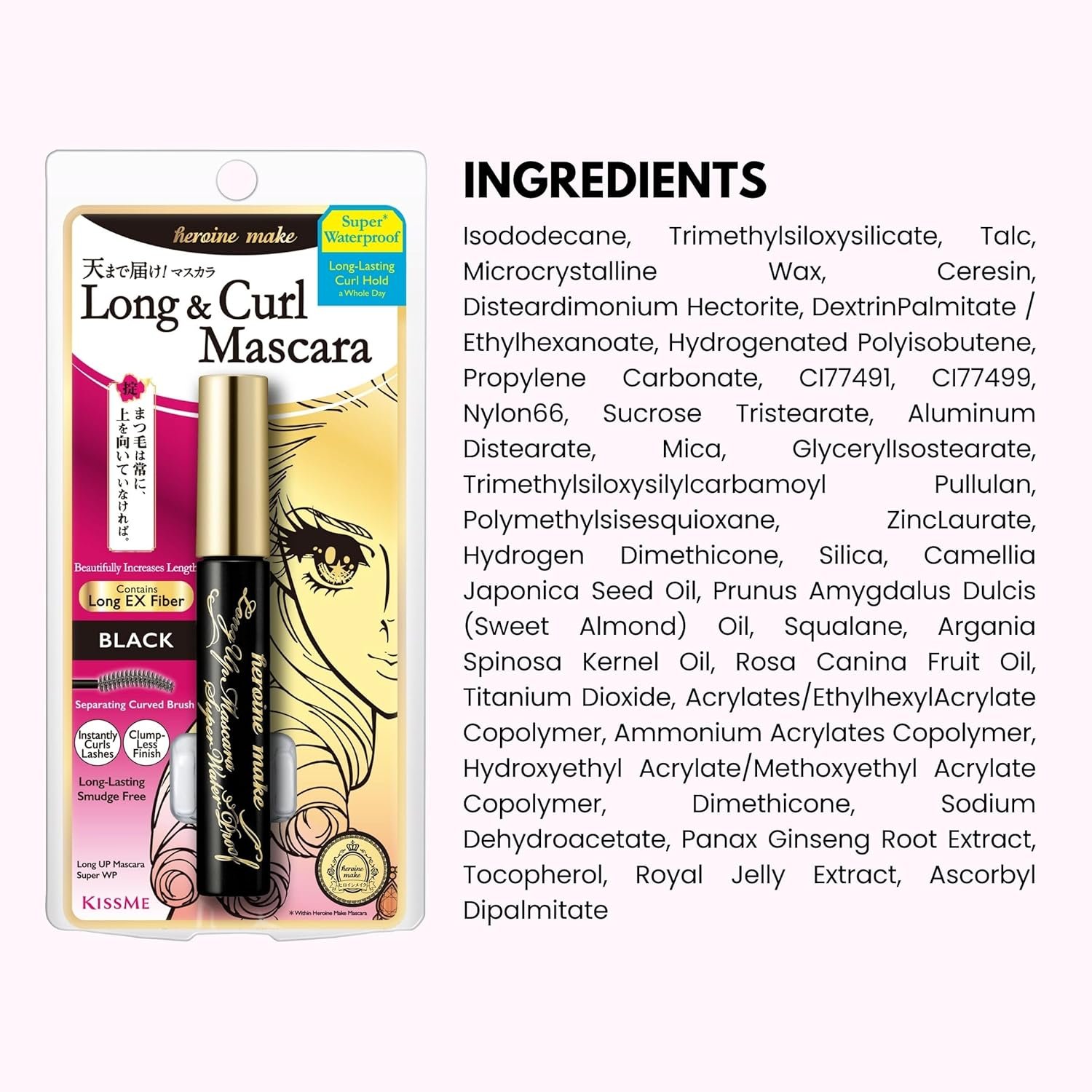 Heroine Make by KissMe Waterproof Mascara Black | Volumizing, Lengthening & Smudge-Proof Formula | Waterproof Mascara for Long-Lasting Curl & Volume | Made in Japan - Image 7