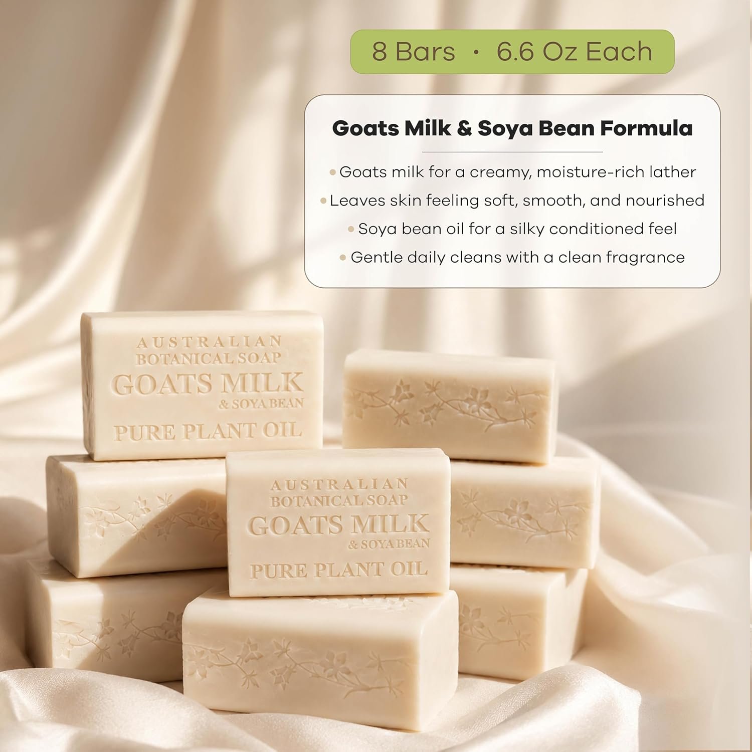 Australian Botanical Soap 6.6 OZ, Pack of 8, Goat Milk Soap Bars with Soya Bean Oil, Enriched with Organic Shea Butter, Suitable for All Skin Types, Packaging May Vary - Image 3