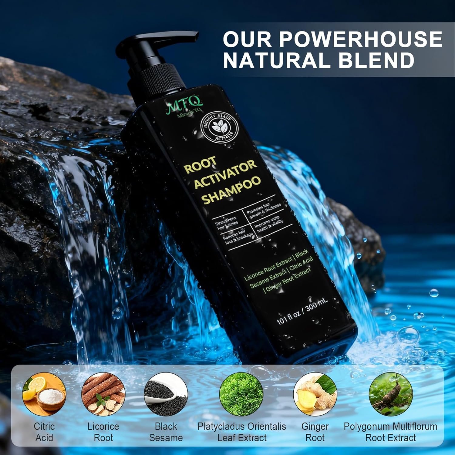 Root Activator Shampoo for Men & Women - Anti Hair Loss & Mens Hair Regrowth Shampoo with Natural Herbal Ingredients & Biotin - For Scalp Health & Cooling Sensation, 10.1 Fl Oz /300ml - Image 3