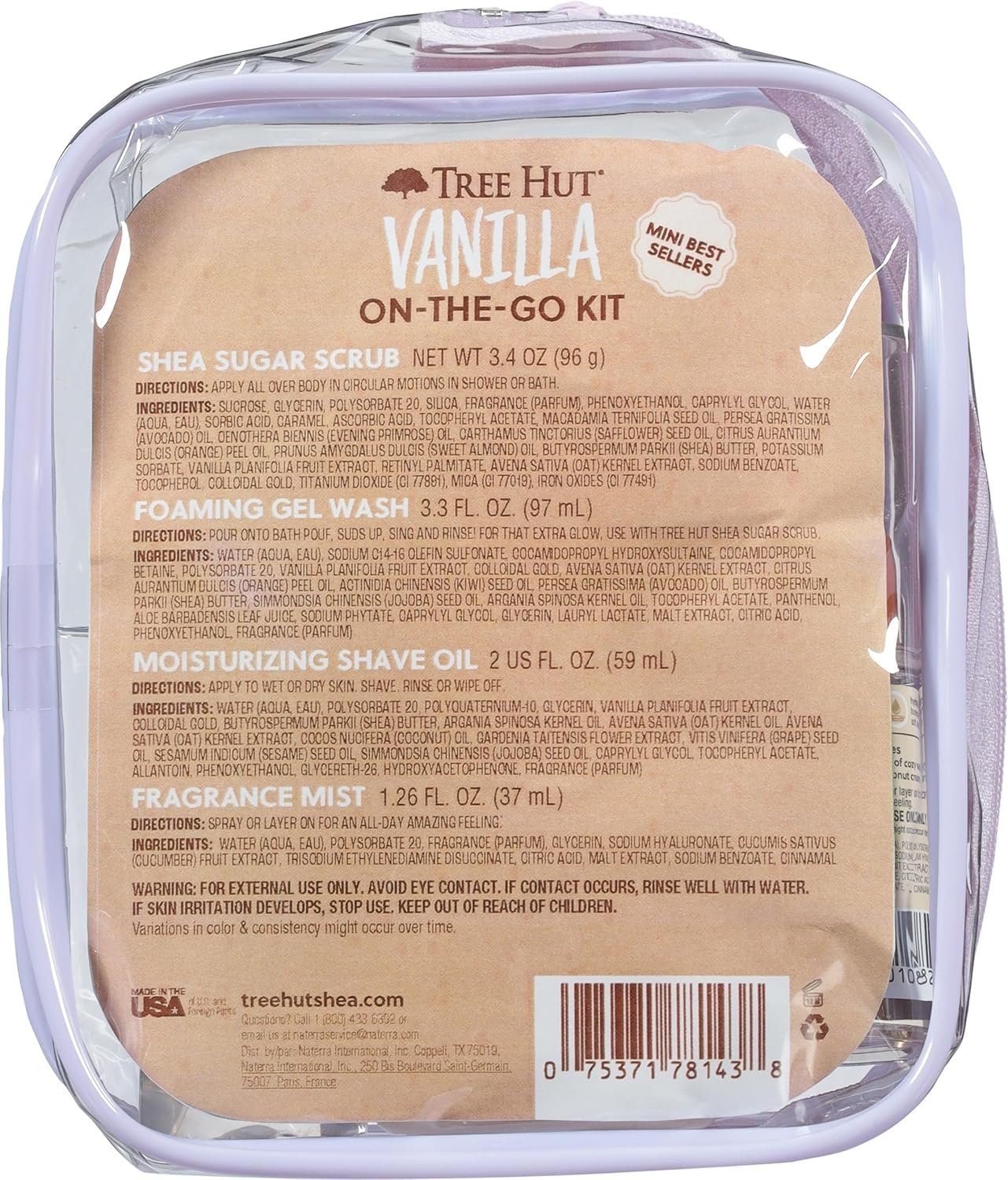 Tree Hut Mini Set Vanilla Everything Shower Gift Set for Women, Exfoliating Body Scrub, Body Wash & Body Butter, Travel Size Skin Care Set, Hydrating & Moisturizing Self-Care Gift for Smooth Skin - Image 3