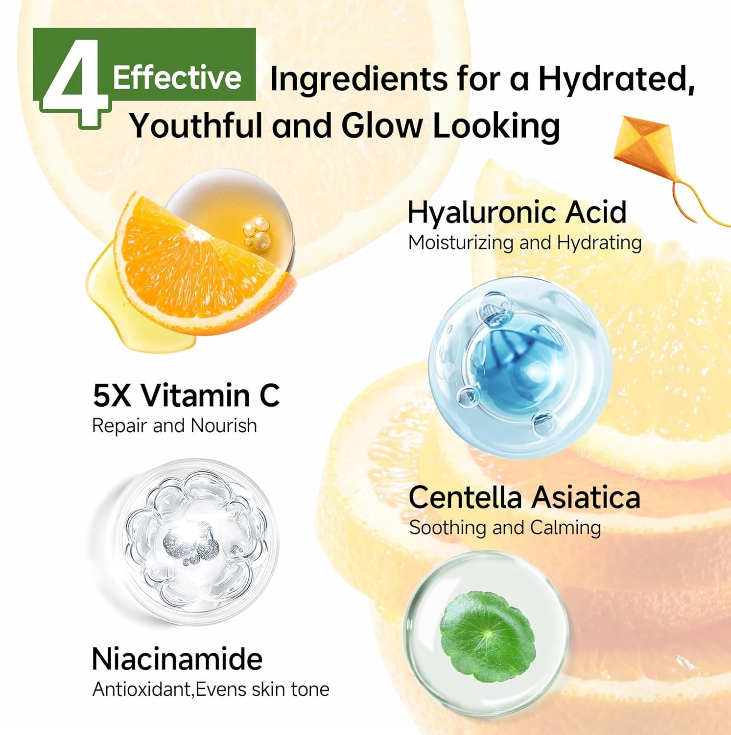 Glown 6-Piece Hydrating Skincare Set with Vitamin C & Niacinamide | Face & Body Care Kit with Cleanser, Toner, Serum, Moisturizer, Eye Cream & Body Lotion | Self-Care Gift Set for Women - Image 4