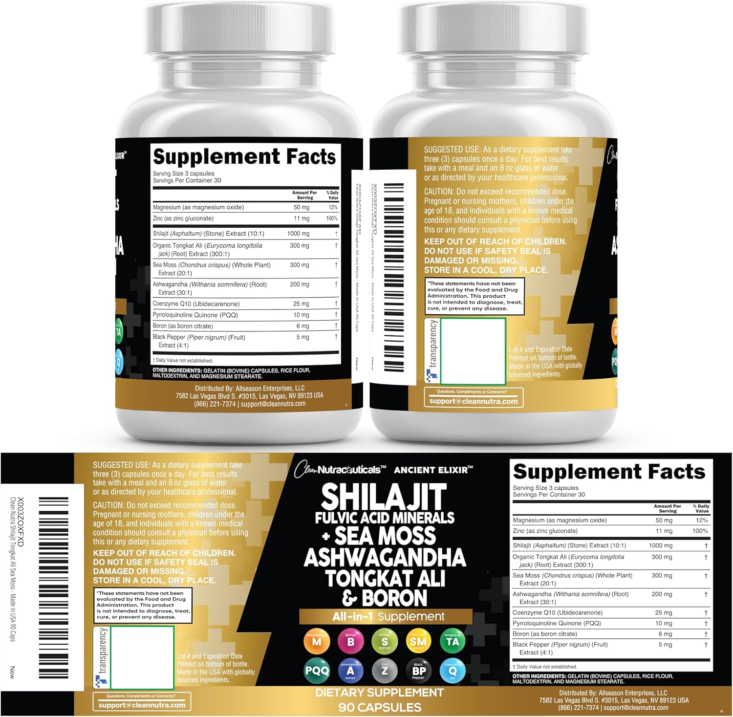 Clean Nutraceuticals Shilajit Supplement for Men with Sea Moss, Tongkat Ali, Ashwagandha, Boron, Zinc, CoQ10, PQQ - Fulvic Acid Capsules - Energy Support - 90 Count - Resin, Gummy & Powder Alternative - Image 7