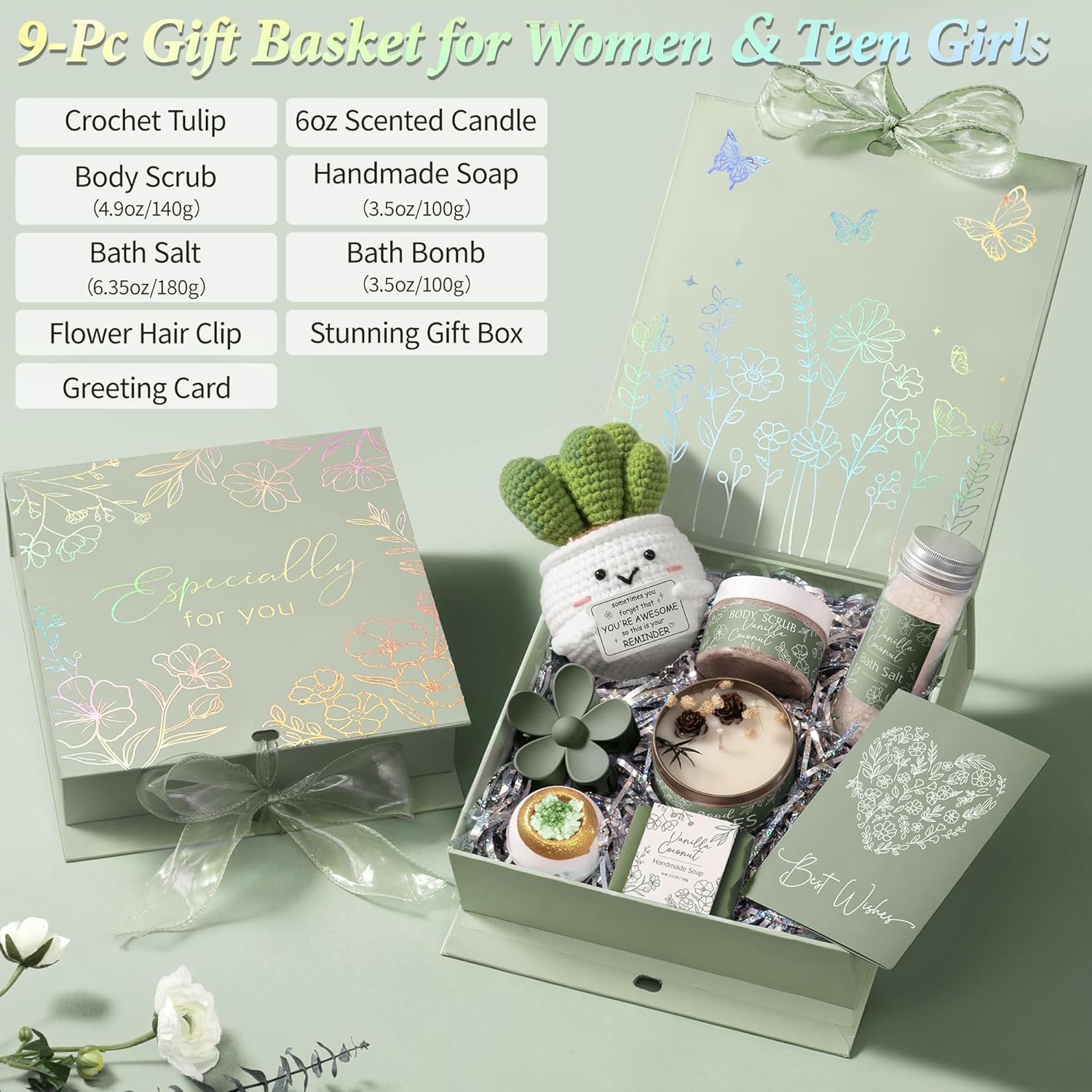 Spa Gifts for Women Bath Gift Set, Vanilla Coconut Spa Gift Baskets Home Bath Set Self Care Kit Care Package Thank You Birthday Mothers Day Easter Gifts for Women Mom Her Friends Sister Teen Girl Wife - Image 2