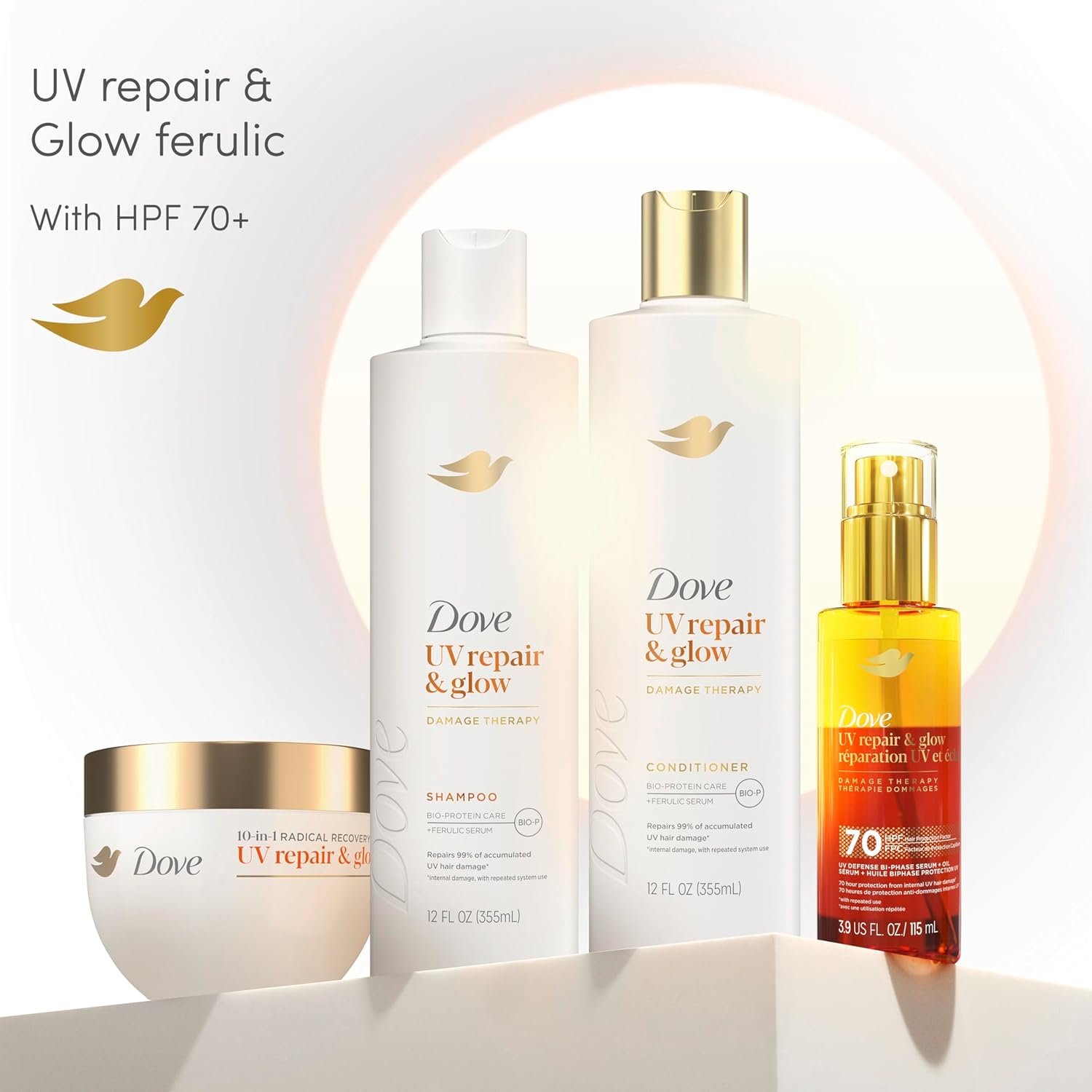 Dove Radical Recovery 10-in-1 Hair Mask 1ct UV Repair & Glow Deep recovery from 99% of UV hair damage with Melting Lumi-Beads 9.2 oz - Image 9