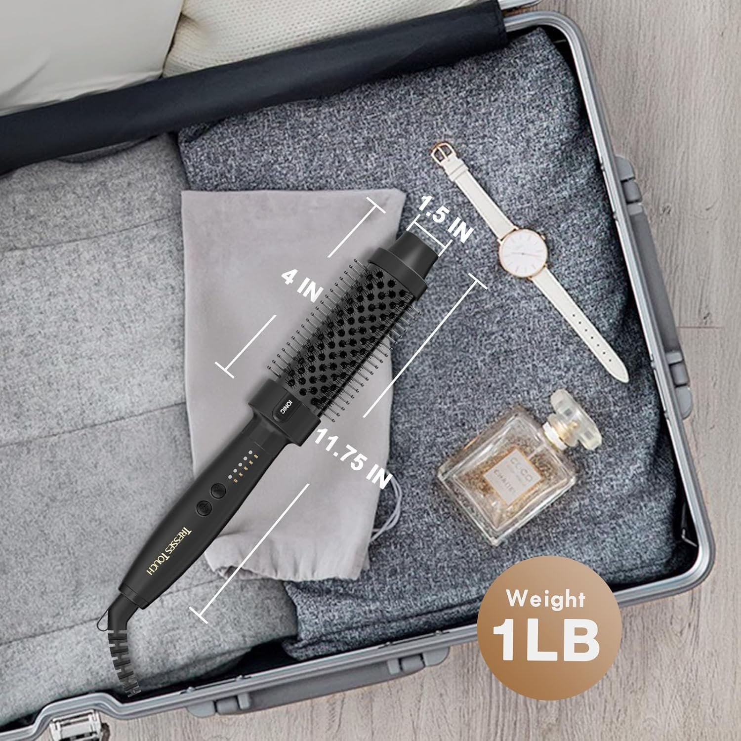 Thermal Brush 1.5 Inch, Heated Round Brush for Blowout Look, Negative Ion, 5 Temp Settings, Tourmaline Ceramic, Dual Voltage for Travel, Easy to Use, Less Damage, Makes Hair Shinier & Smoother - Image 8