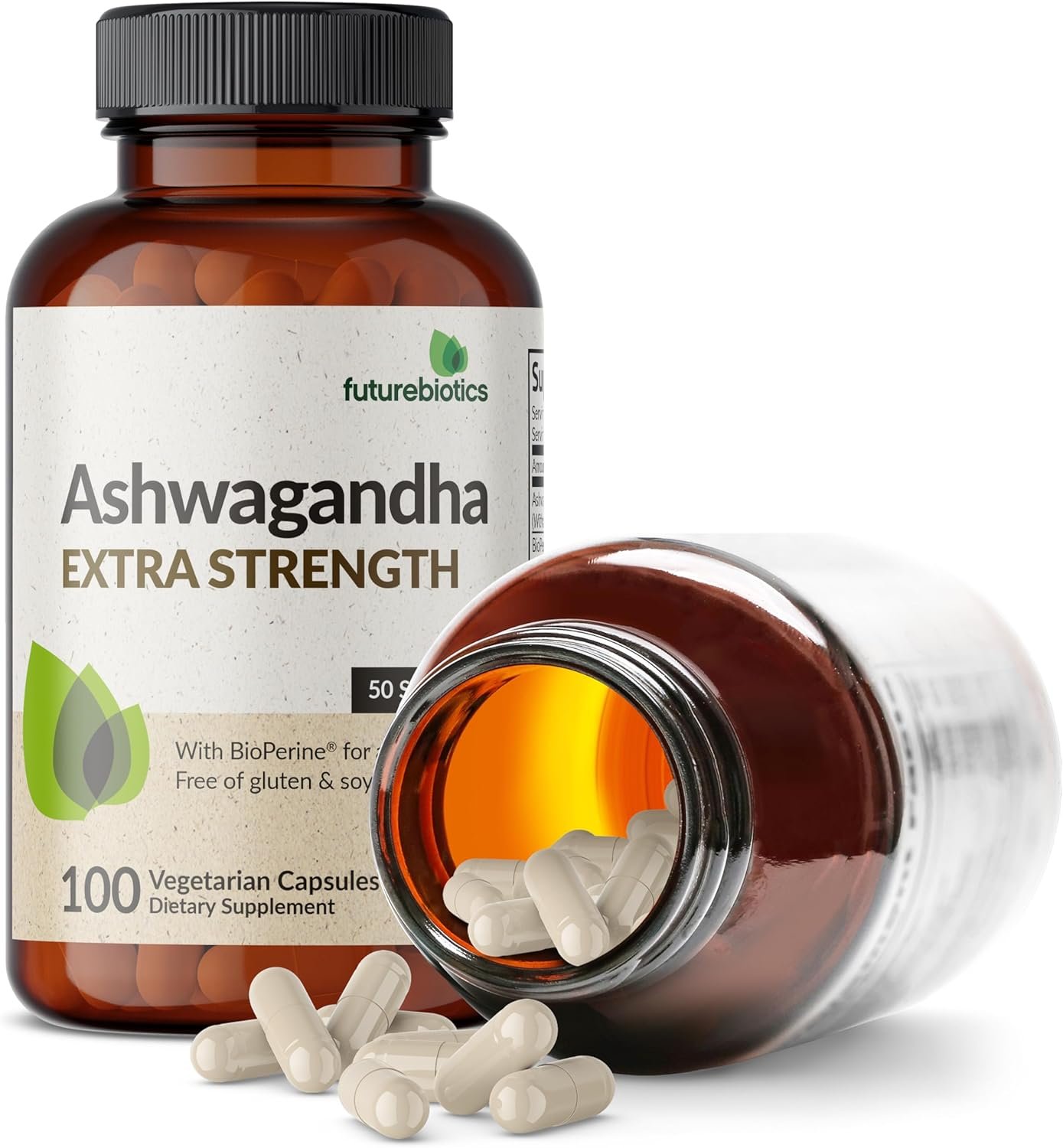 Futurebiotics Ashwagandha Extra Strength Stress & Mood Support with BioPerine - Non GMO Formula, 100 Vegetarian Capsules - Image 6