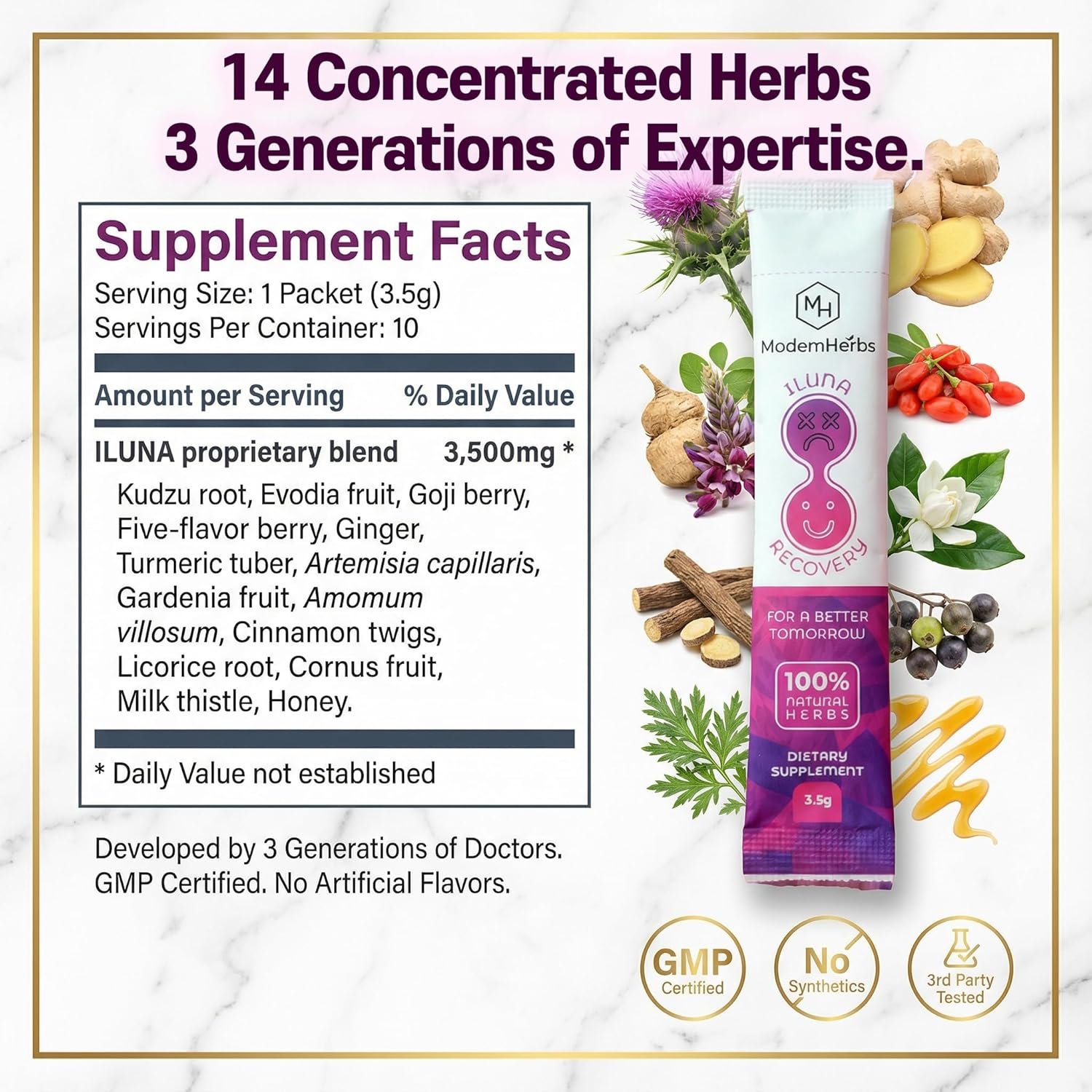 ILUNA Herbal Wellness Supplement - 50 Count - Traditional Korean Botanical Blend with Milk Thistle - Concentrated Herbal Pebbles for Daily Vitality and Balance - Image 5
