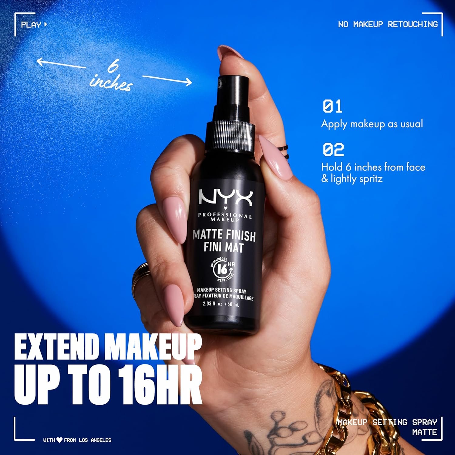 NYX PROFESSIONAL MAKEUP Makeup Setting Spray - Matte Finish, Long-Lasting Face Mist for up to 16HR Wear, Vegan Formula - Image 4