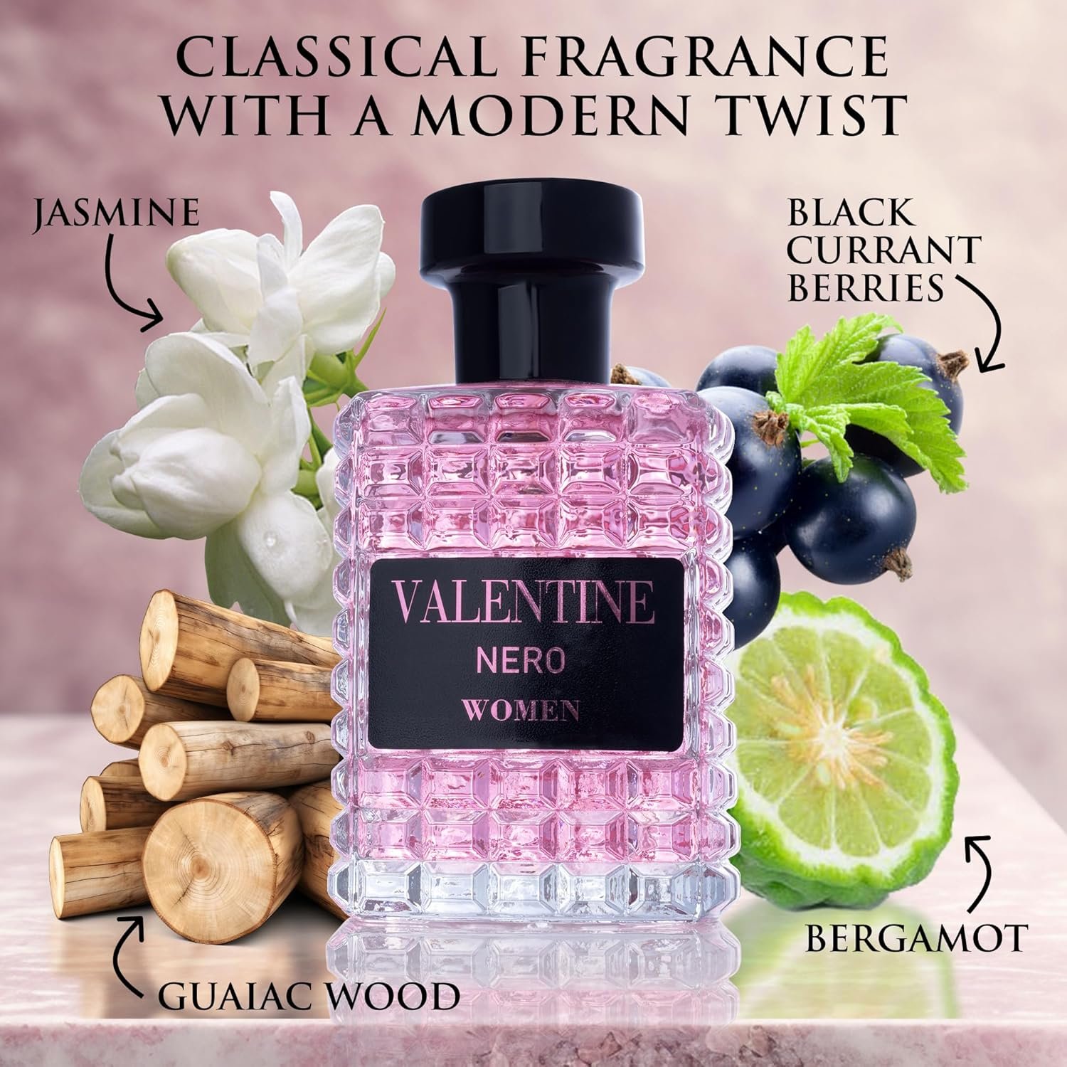 URBAN COLLECTION Valentine for Women Eau De Parfum - Amber Floral Jasmine, Bourbon Vanilla & Woods Oriental-Floral Fragrance with a Modern Twist Elegant 100ml Bottle Packed in Paper Box - Image 2