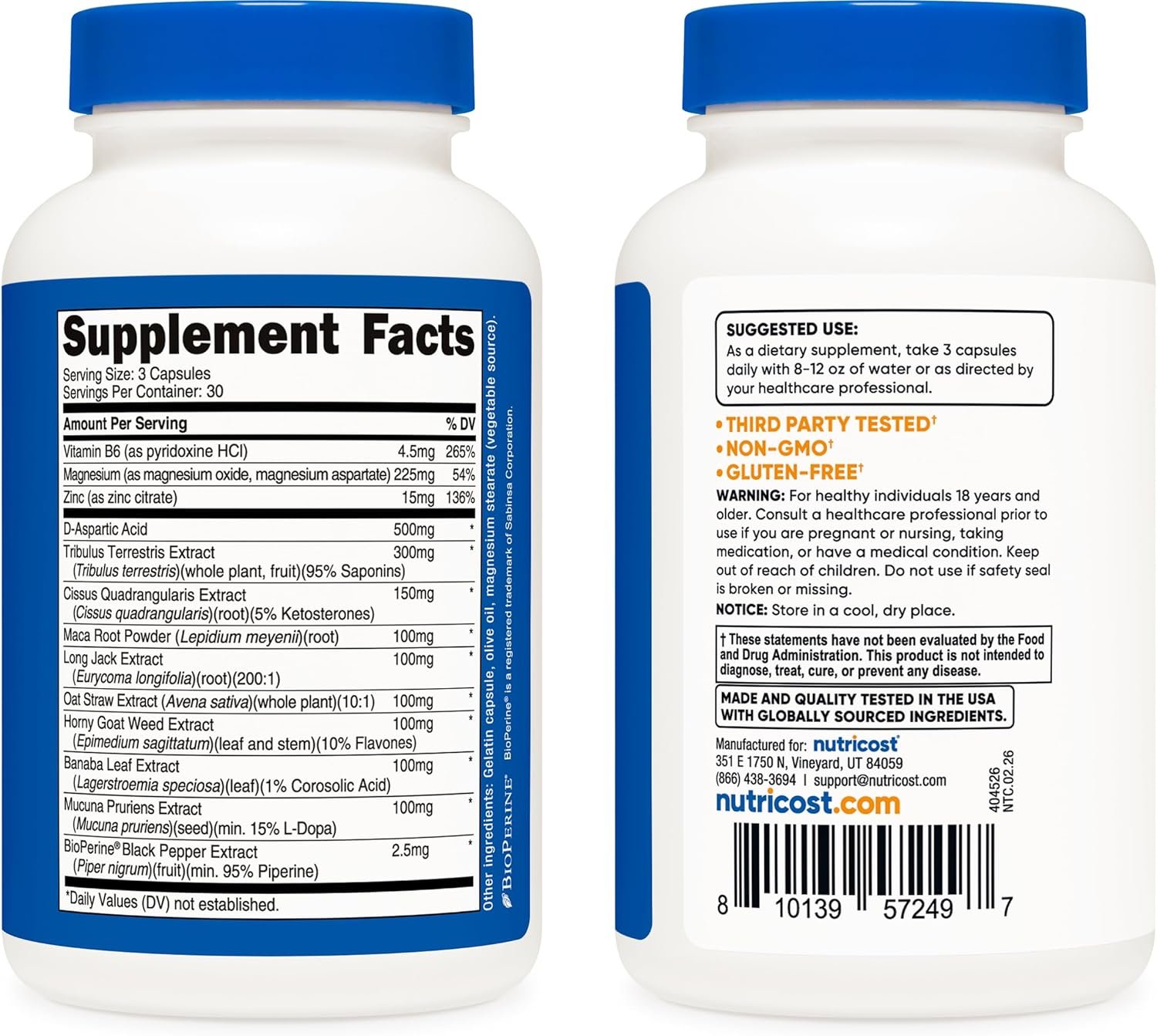 Nutricost Testosterone Support Complex (90 Capsules) -1800mg Per Serving - Image 6
