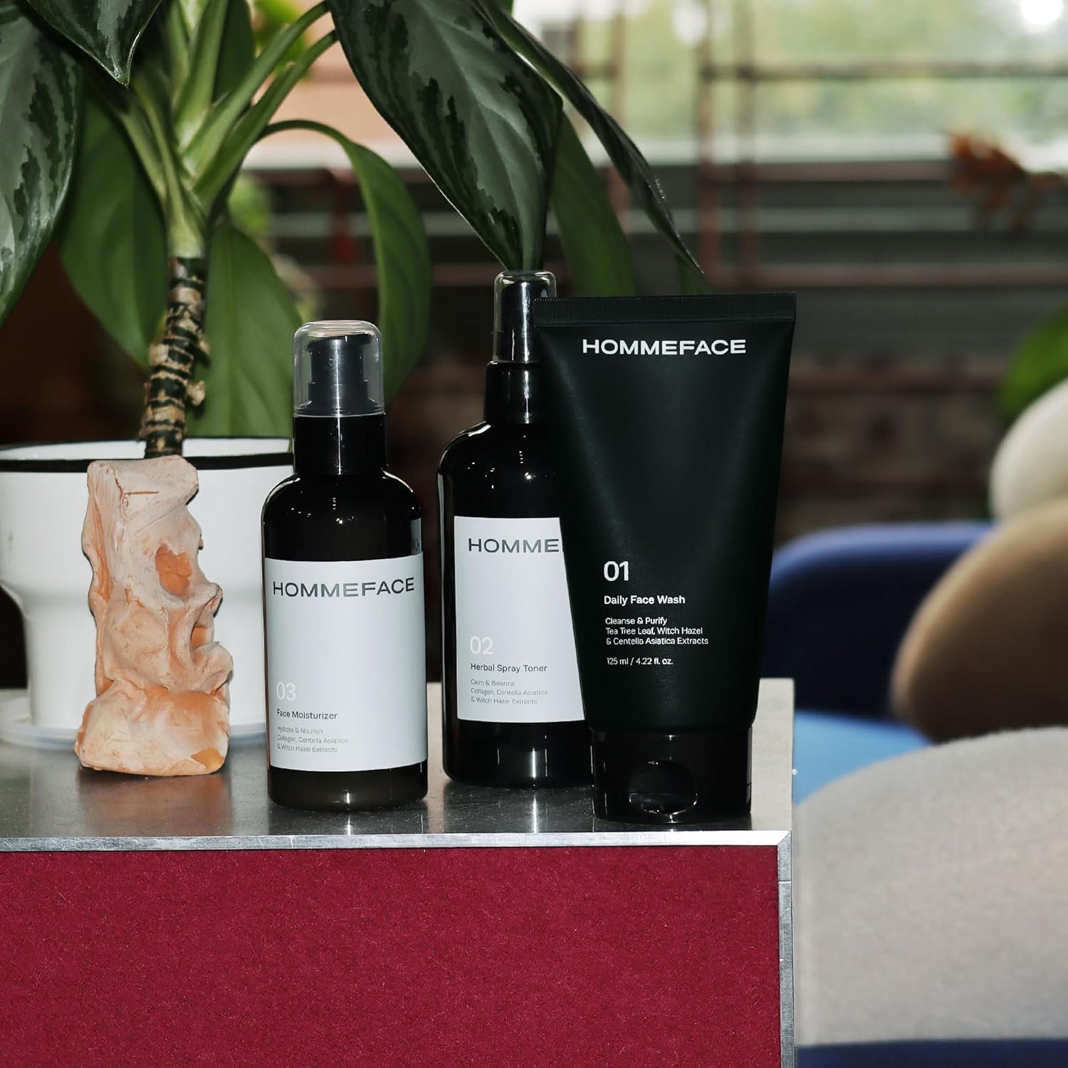 HommeFace Men’s Daily Trio 3-Step Daily Routine Set with Face Wash, Herbal Spray Toner & Moisturizer - Korean Skincare Technology with CICA, Tea Tree Leaf & Witch Hazel Extracts, for All Skin Types - Image 9