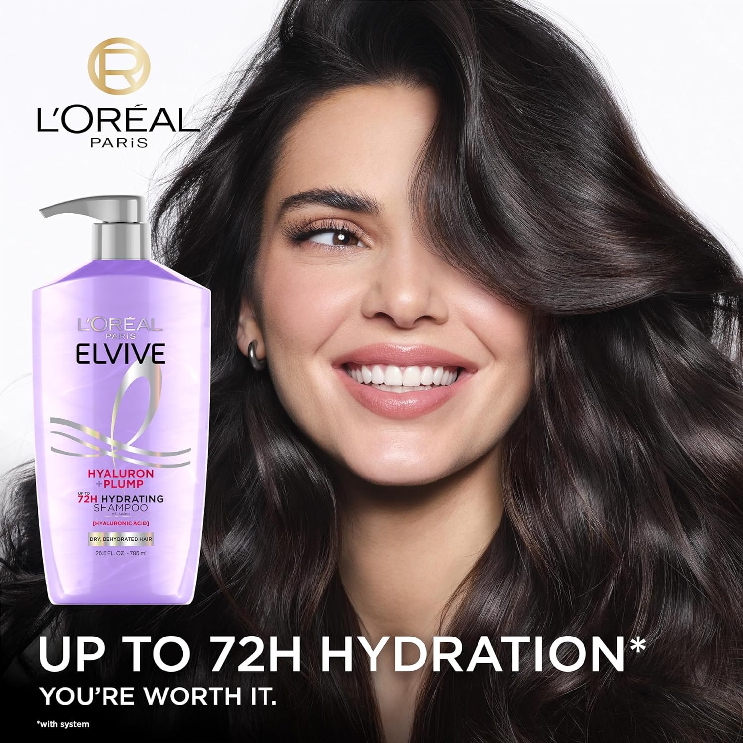 L'Oreal Paris Elvive Hyaluron Plump Shampoo and Conditioner Set for Dehydrated, Dry Hair with Hyaluronic Acid Care Complex, 1 Kit (2 Products) - Image 2