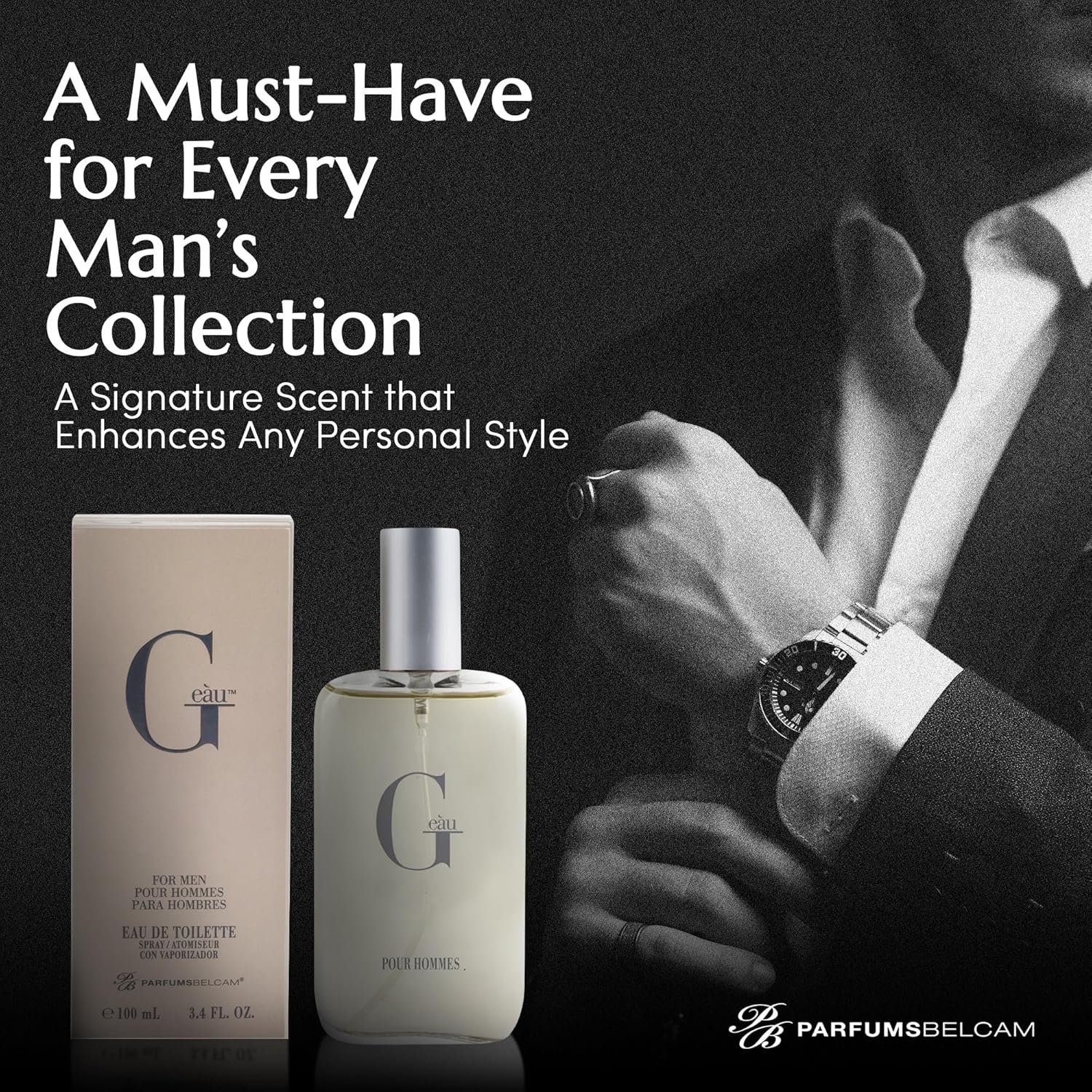 PB ParfumsBelcam G eàu Eau de Toilette Perfume Spray for Men - 3.4 Fl Oz Affordable Long Lasting Cologne, Modern Masculine Scent with Woody Citrus Fragrance Made with Premium Oils for All Day Use - Image 5