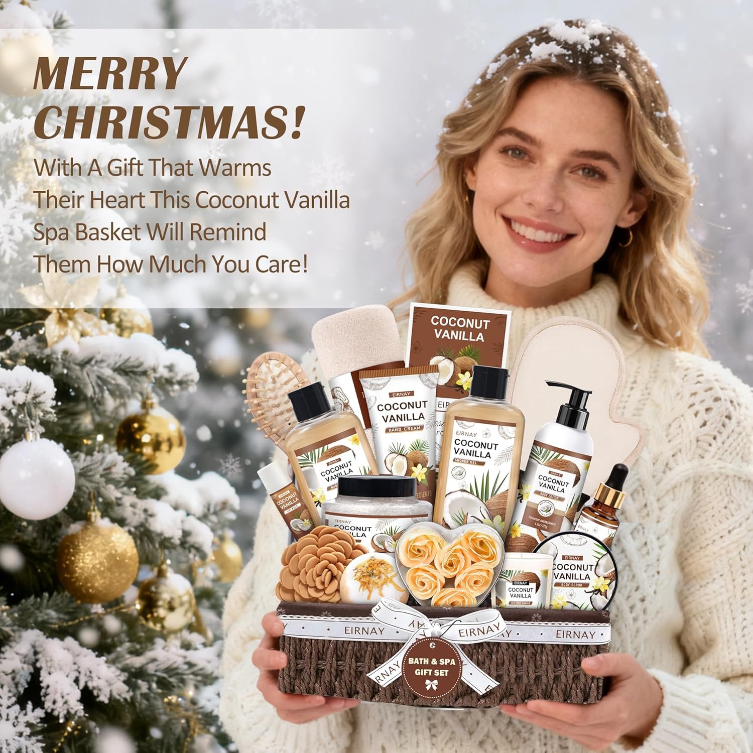 Mothers Day Gifts For Women - 16 PCS Birthday Gift Basket for Women Set of Coconut Vanilla Self Pampering Set, Includes Luxurious Home Spa Shower Gel Bubble Bath - Image 7