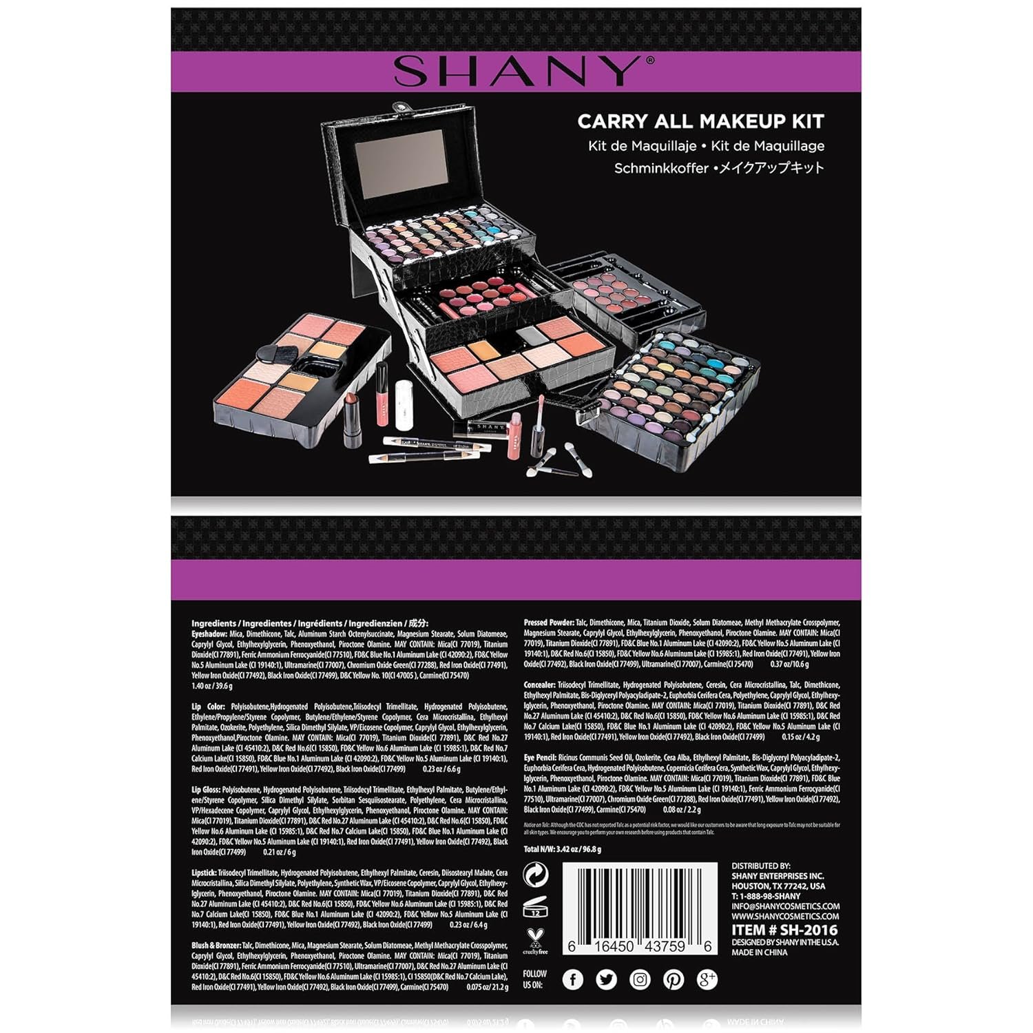 SHANY All In One Makeup Set, 67 Colors Eyeshadow, Blushes, Face Powder, Lipstick, Eye liners, Make up Pencils and Cosmetics Mirror - Makeup Kit With Reusable Beauty Organizer Train Case - Black - Image 5