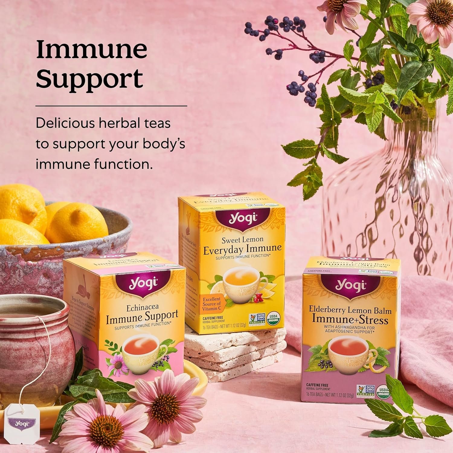 Yogi Tea Echinacea Immune Support Tea - 16 Tea Bags per Pack (4 Packs) - Organic Immunity Support Tea - Includes Peppermint Leaf, Lemongrass, Cinnamon Bark, Echinacea Purpurea, Licorice Root & More - Image 5