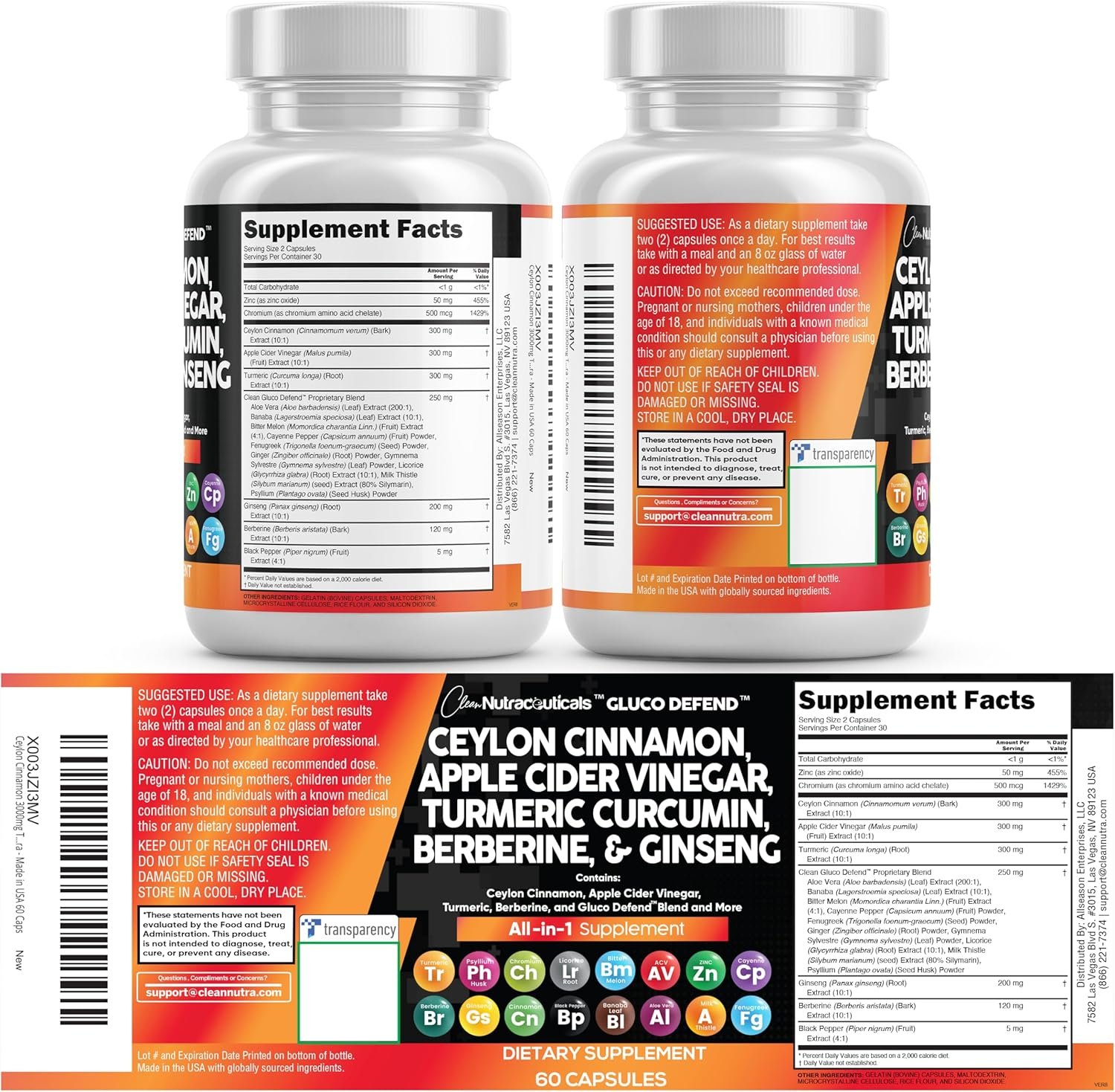 Clean Nutraceuticals Ceylon Cinnamon Capsules + Berberine Turmeric Apple Cider Vinegar Ginseng Bitter Melon Gymnema Milk Thistle Fenugreek Supplement Pills Powder for Men & Women - Image 8