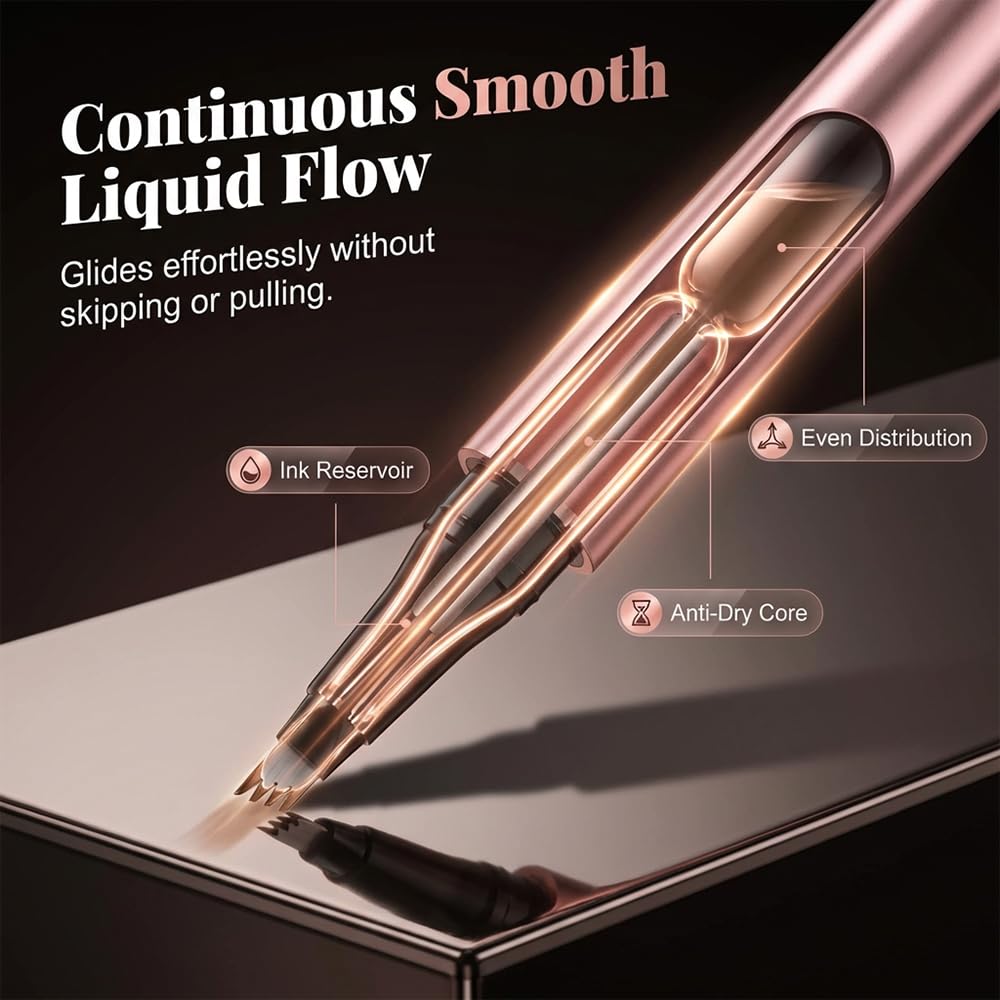 Microblading Eyebrow Pen, 2026 Upgrade 4-Tip 3D Eyebrow Pencil, Waterproof Long-Lasting Fine Stroke Contouring Pen, Natural Makeup Effect for All Day (Grey) - Image 4