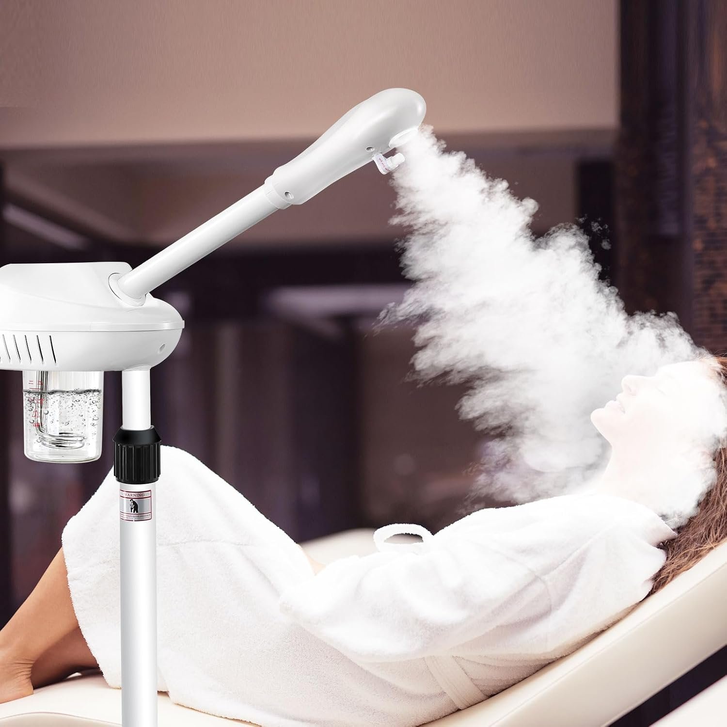 Professional Facial Steamer, Esthetician Steamer on Wheels with Hot Mist, Stand Face Steamer for Facial Deep Cleaning, Steamer for Facial for Personal Care or Spa, Moisturizing and Hydrating, White - Image 6
