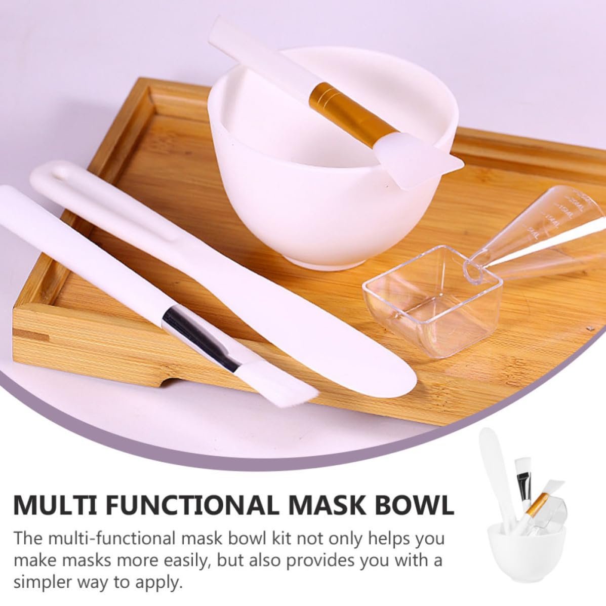 Abaodam DIY Facial Mask Mixing Bowl Set 5pcs Anti-drop Silicone Mask Bowl with Stirring Rod, Silicone Brush, Measuring Spoon and Facial Brush for Homemade Skincare and Beauty Salon Use - Image 6