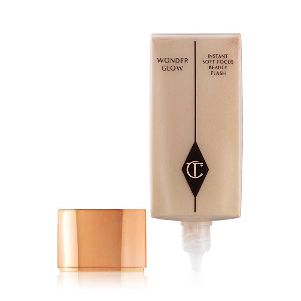 Charlotte Tilbury Wonderglow Face Primer - Soft-Focus, Illuminating Dewy Primer to Hydrate & Blur the Look of Imperfections, Fine Lines & Wrinkles - Infused with Hyaluronic Acid & Rosehip Oil - Image 8