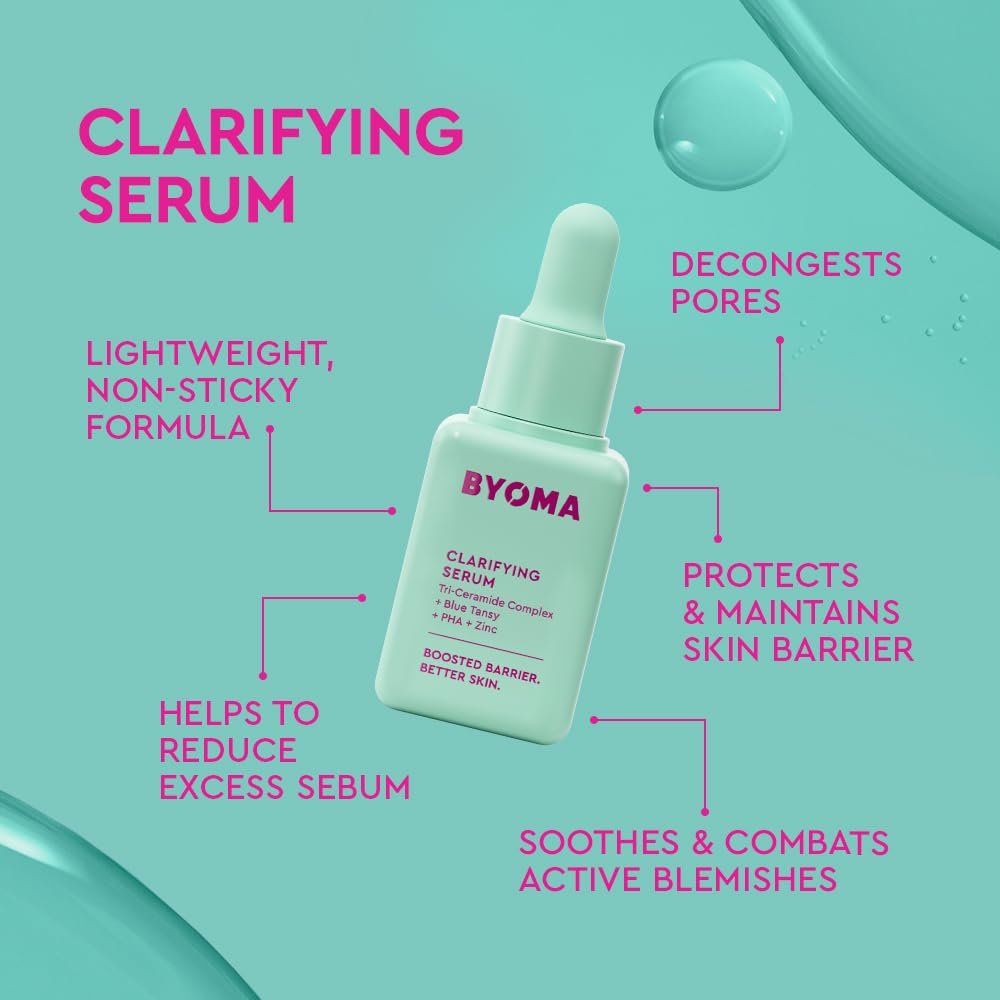 BYOMA So Clear Set - Barrier Repair Skincare Set for Acne Prone Skin - Creamy Jelly Cleanser, Clarifying Face Serum & & Gel-Cream Moisturizer - Unclogs Pores, Targets Blemishes - 30ml, 15ml, 15ml - Image 4