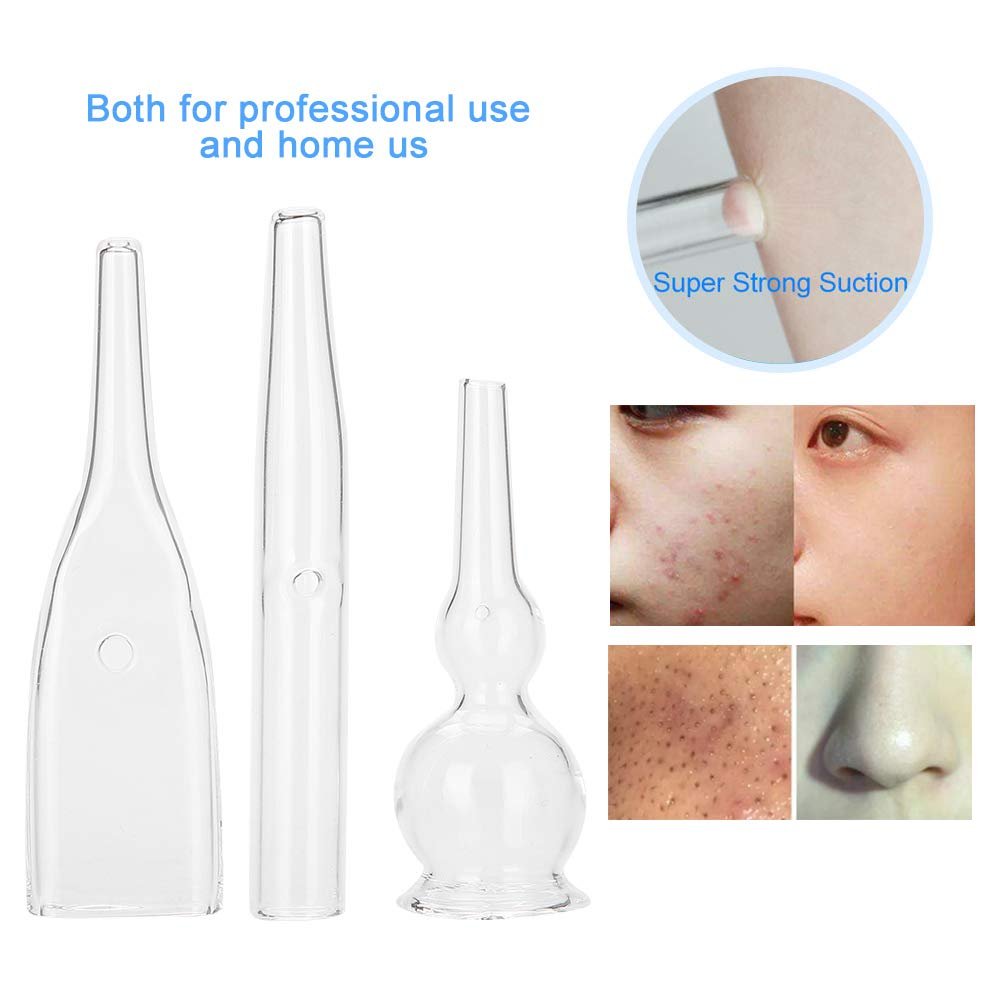 Nikou Vacuum Glass Tube, 3 Pcs Glass Pipes for Vacuum Face Cleanser Blackhead Removal Machine Accessories Deep Pore Cleaning Tools, Compatible with Most Suction Beauty Devices - Image 3