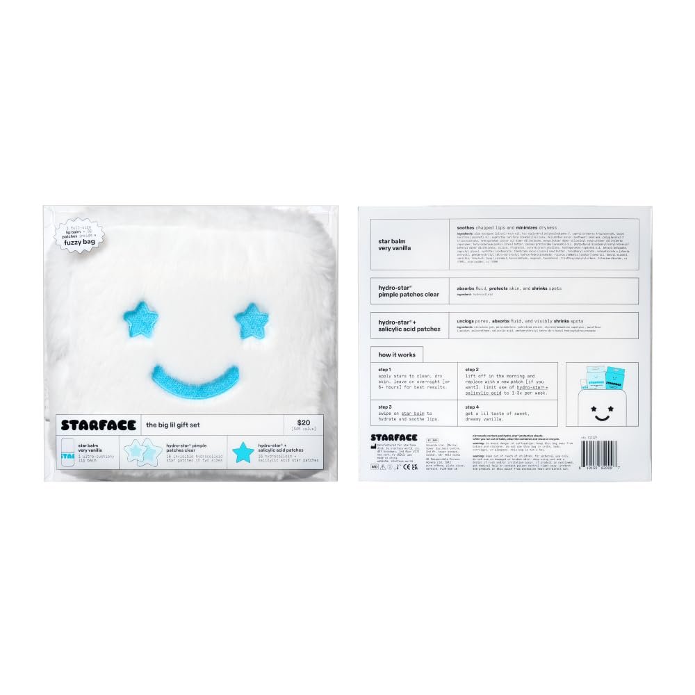 Starface Big Lil White Gift Set - Hydro-Star Pimple Patches Clear and Blue (32ct), Very Vanilla Star Balm - Image 7