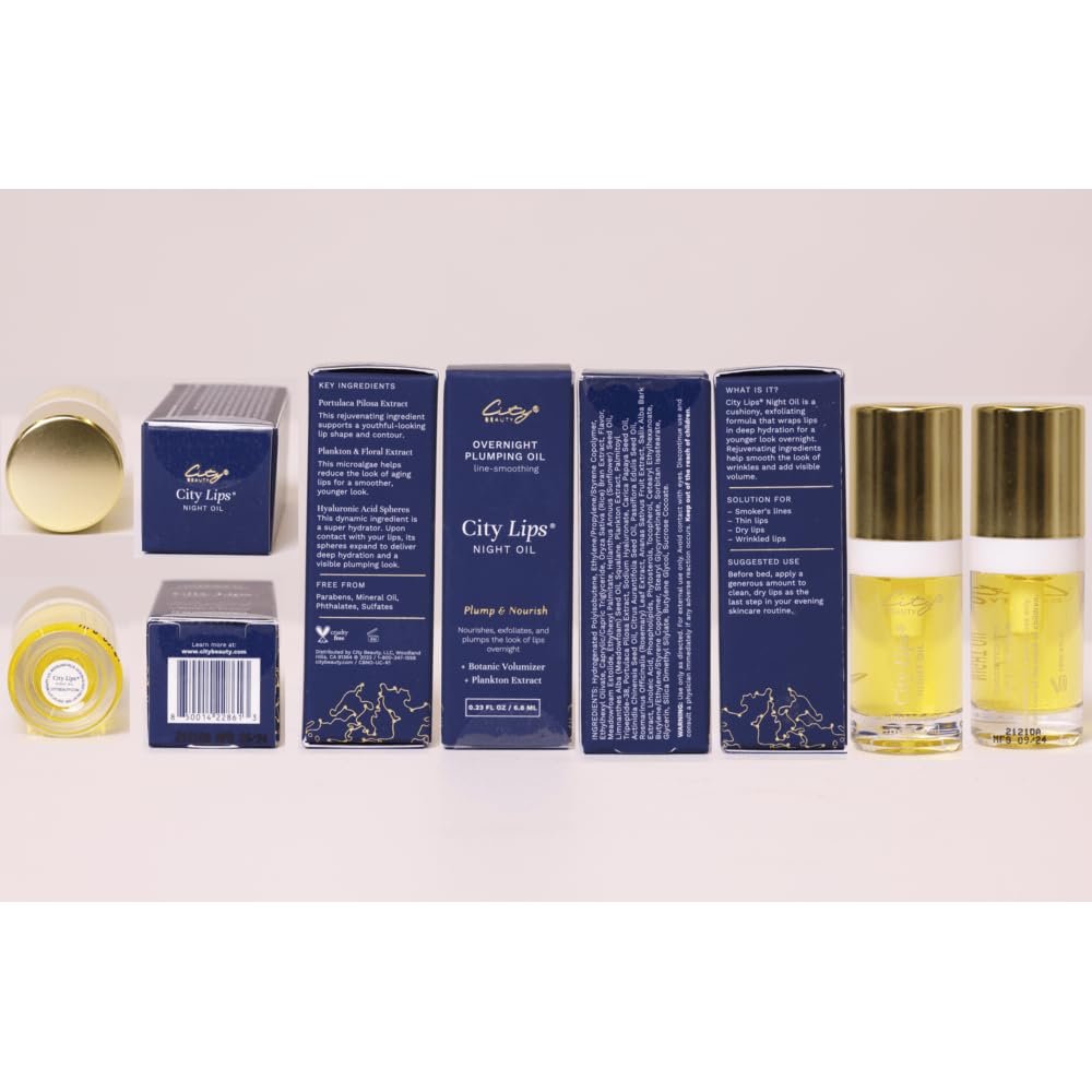 City Beauty City Lips Night Oil - Plump, Hydrate, and Restore Overnight - Anti-Aging Lip Treatment - Conditioning Lip Oil with Hyaluronic Acid & Plant Extracts - Image 7