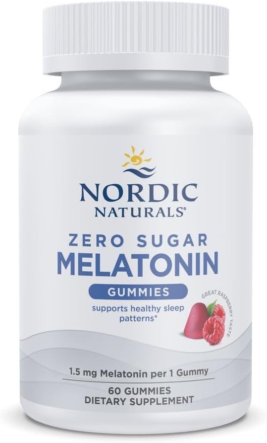 Nordic Naturals Zero Sugar Melatonin Gummies, Raspberry - 60 Gummies - 1.5 mg Melatonin - Great Taste - Restful Sleep, Antioxidant Support - Non-GMO, Vegan - 60 Servings