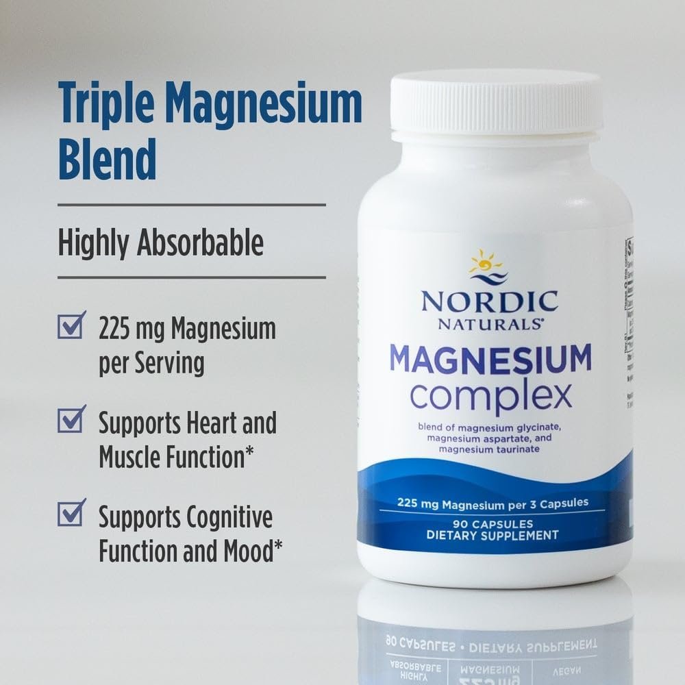 Nordic Naturals Magnesium Complex - 90 Capsules - 225 mg Magnesium - Brain & Heart Health, Mood, Energy, & Muscle Relaxation - Non-GMO, Vegan - 30 Servings - Image 3