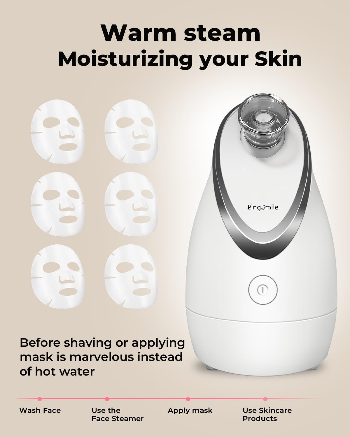 Kingsmile Facial Steamer for Face, 3 in 1 Face Steamer for Facial Deep Cleaning, Compact Nano Steamer - Aromatherapy, Adjustable Nozzle Warm Steam for Home SPA, Face Steamer for Sinuses with Hairband - Image 8