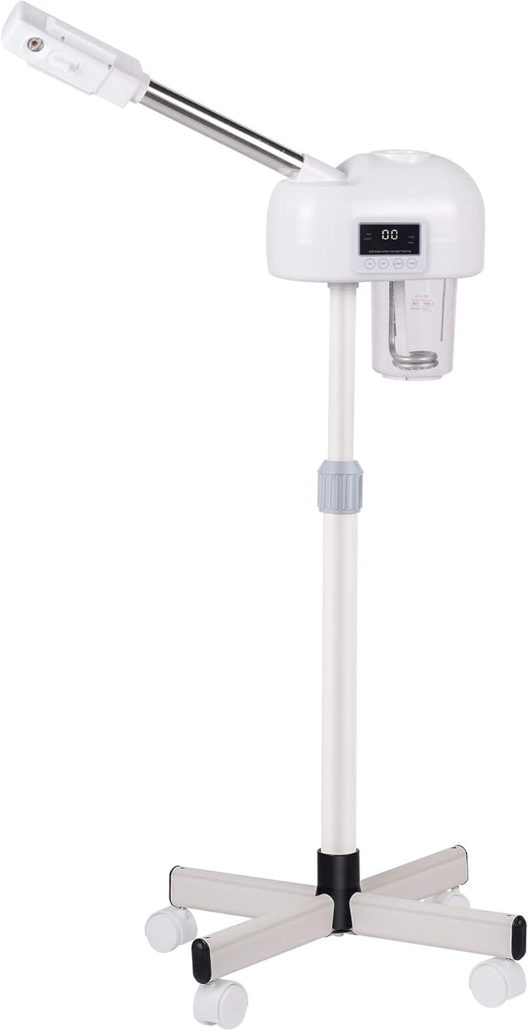 Professional Facial Steamer, Hot Mist Spray & Ozone, LCD Touch Screen & Timer Function, 600CC Large Capcity Water Jag, SPA at Home, White