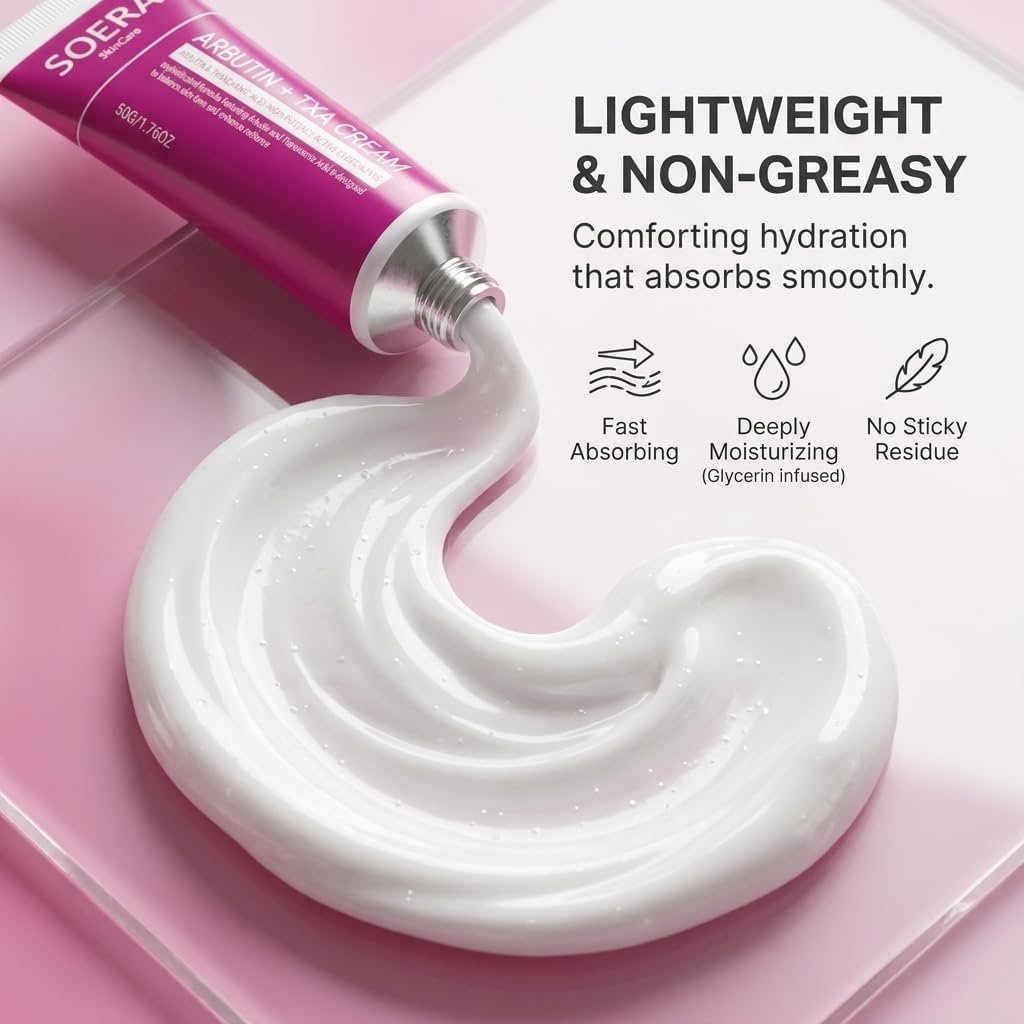 Official SOERA Korean Brightening Cream, Arbutin And Tranexamic Acid Facial Cream For Uneven Skin Tone And Dark Spot Appearance Care For Daily Skincare Routine - Image 4