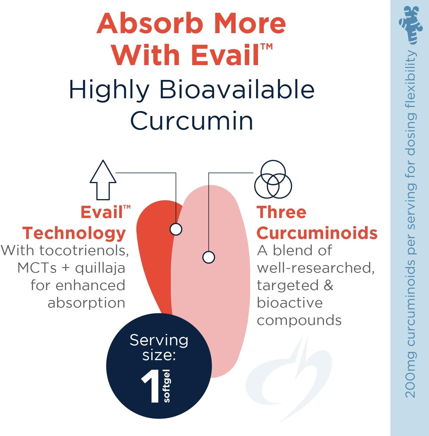Designs for Health Curcum-Evail 400 - Bioavailable Turmeric Curcumin Supplements - Evail Emulsification Technology - Curcumin C3 Complex with Turmeric Oil + Vitamin E, Non-GMO (60 Softgels) - Image 3