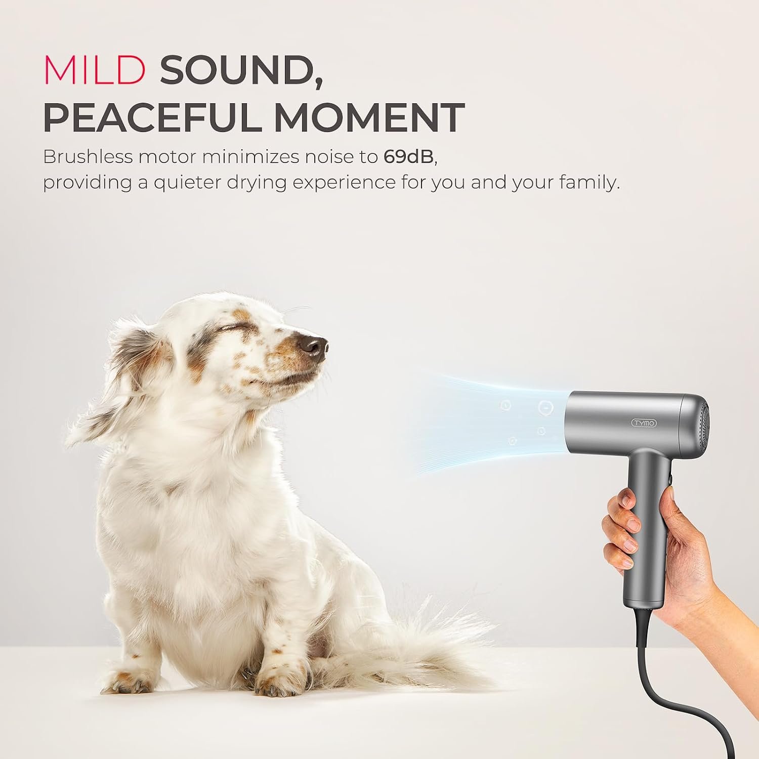 TYMO Hair Dryer with Diffuser, 1500W High-Speed Professional AIRHYPE Lite Blow Dryer with Comb for Fast Drying, 110,000RPM Brushless Motor, 200 Million Ionic Hairdryer, 3 Speeds & 4 Temps, Low-Noise - Image 8
