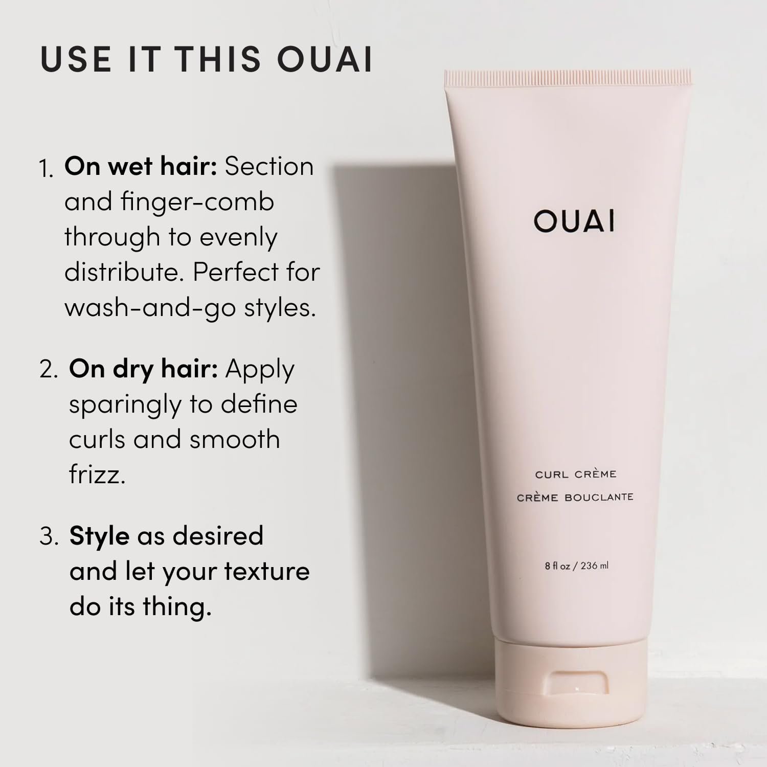 OUAI Curl Cream - Curl Defining Cream with Chia & Linseed Oil - Enhances Definition, Hydration & Shine - Tames Frizz & Protects from Humidity - Silicone-Free Curly Hair Products for Women (8 oz) - Image 7