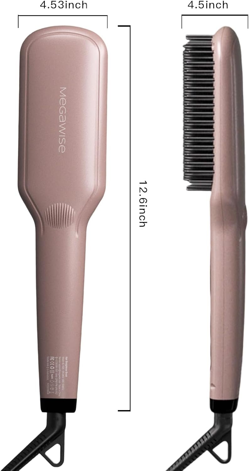 MegaWise Hair Straightener Brush KL1025-2-in-1 Ionic Hair Straightening & Detangling Brush with Adjustable Temperature, Anti-Scald Technology, and Auto Shut-Off - Ideal for All Hair Types - Image 10